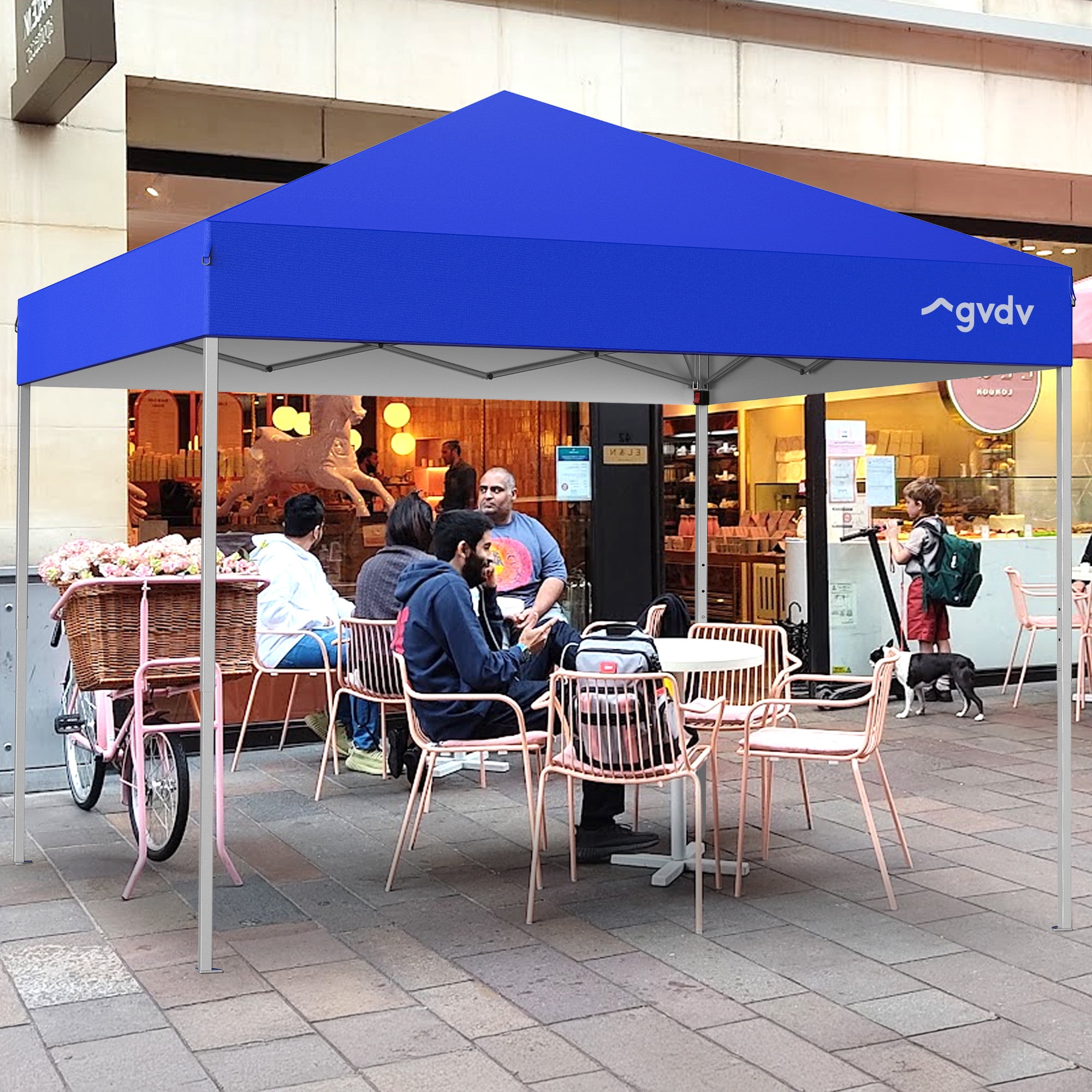 GVDV 10x10 ft Pop-up Canopy Tent, Heavy-Duty Outdoor Gazebo with Adjustable Height (Blue, 10x10 ft) k4s2a
