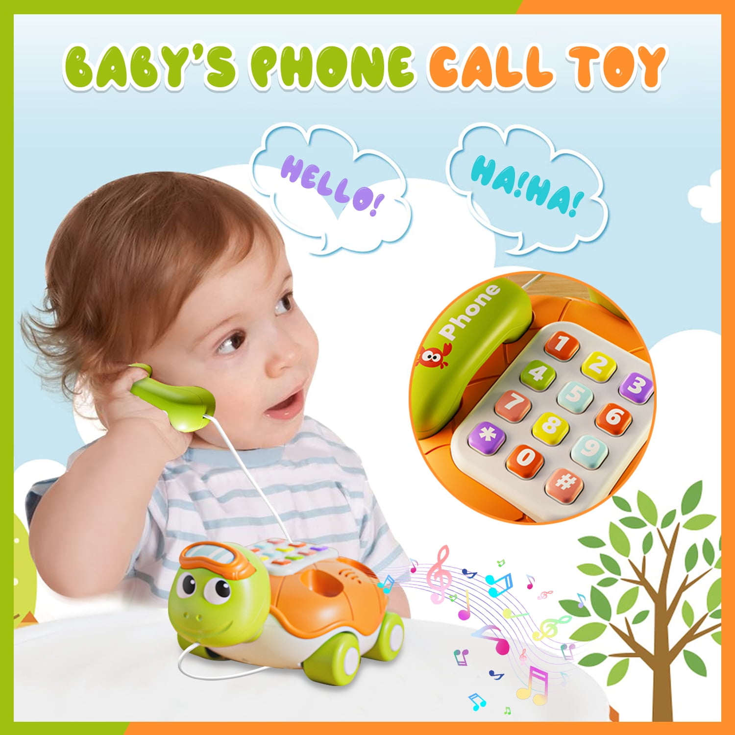 Style-Carry Crawling Turtle Musical Toy, Interactive Educational Learning Activity for Infants (Green, 1 Pack) dbne4