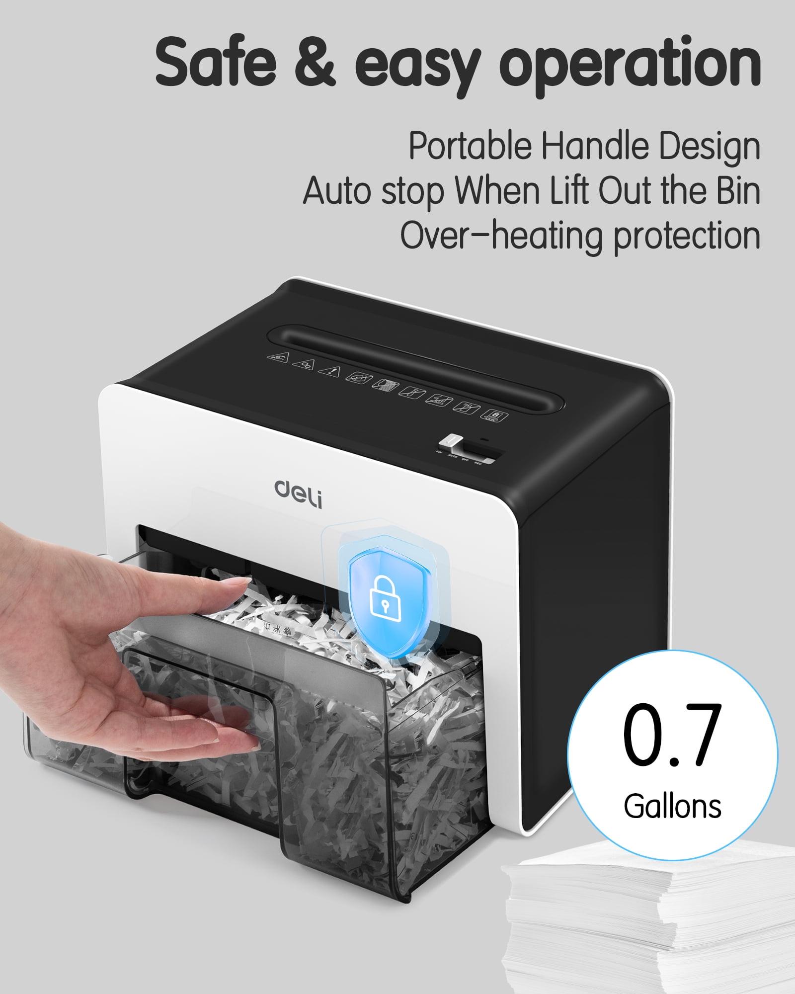 Deli 8-Sheet Crosscut Paper Shredder for Home Office, Compact Desktop Security Shredder with 0.7 Gallon Bin (White, 9.8 x 7.6 x 6.5 in) wltmq