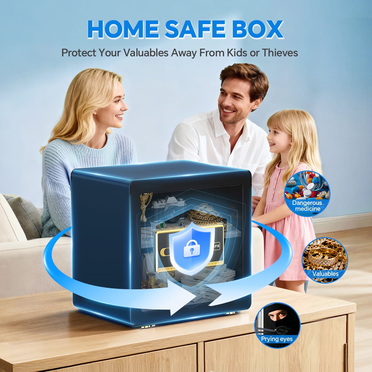 BESAFETY 2.5 Cu ft Digital Home Security Safe Box with Fireproof Bag and Adjustable Shelf (2.5 Cu ft) 3hm82