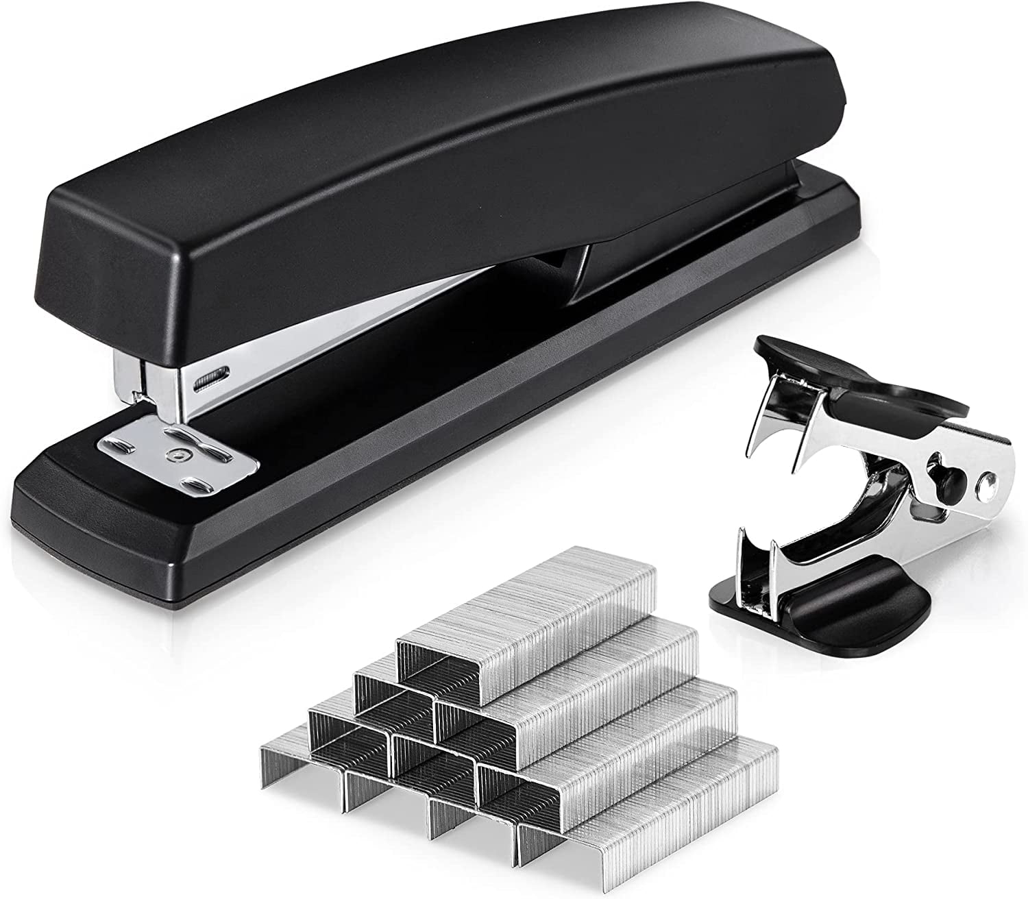 Deli Desktop Stapler Set with 1000 Staples and Remover (Black, 20 Sheet Capacity) lyi6i