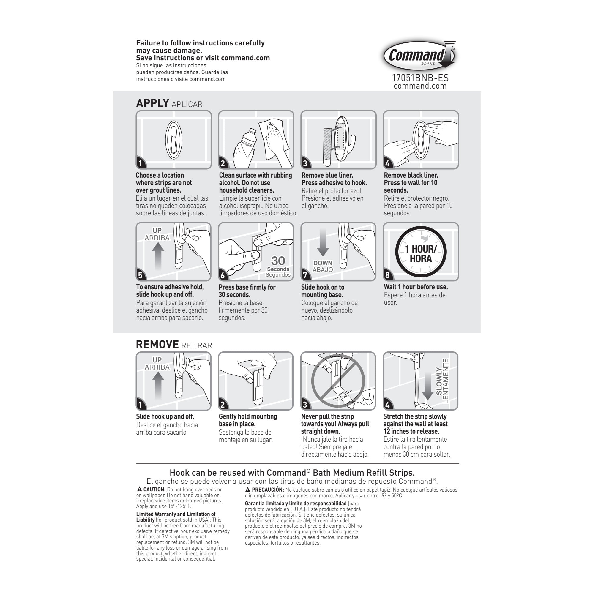 Command Bath Traditional Brushed Nickel Hook (Silver, Medium, 1 Hook, 2 Strips) dxnk6