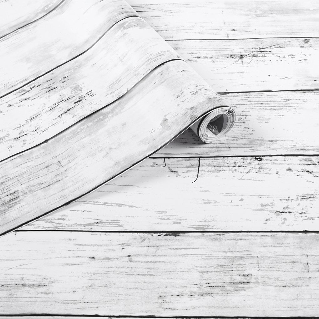 Arthome Wood Grain Contact Paper, Self-Adhesive Removable Decorative Wallpaper for Furniture and Walls (White, 17 in x 120 in) ns9j5
