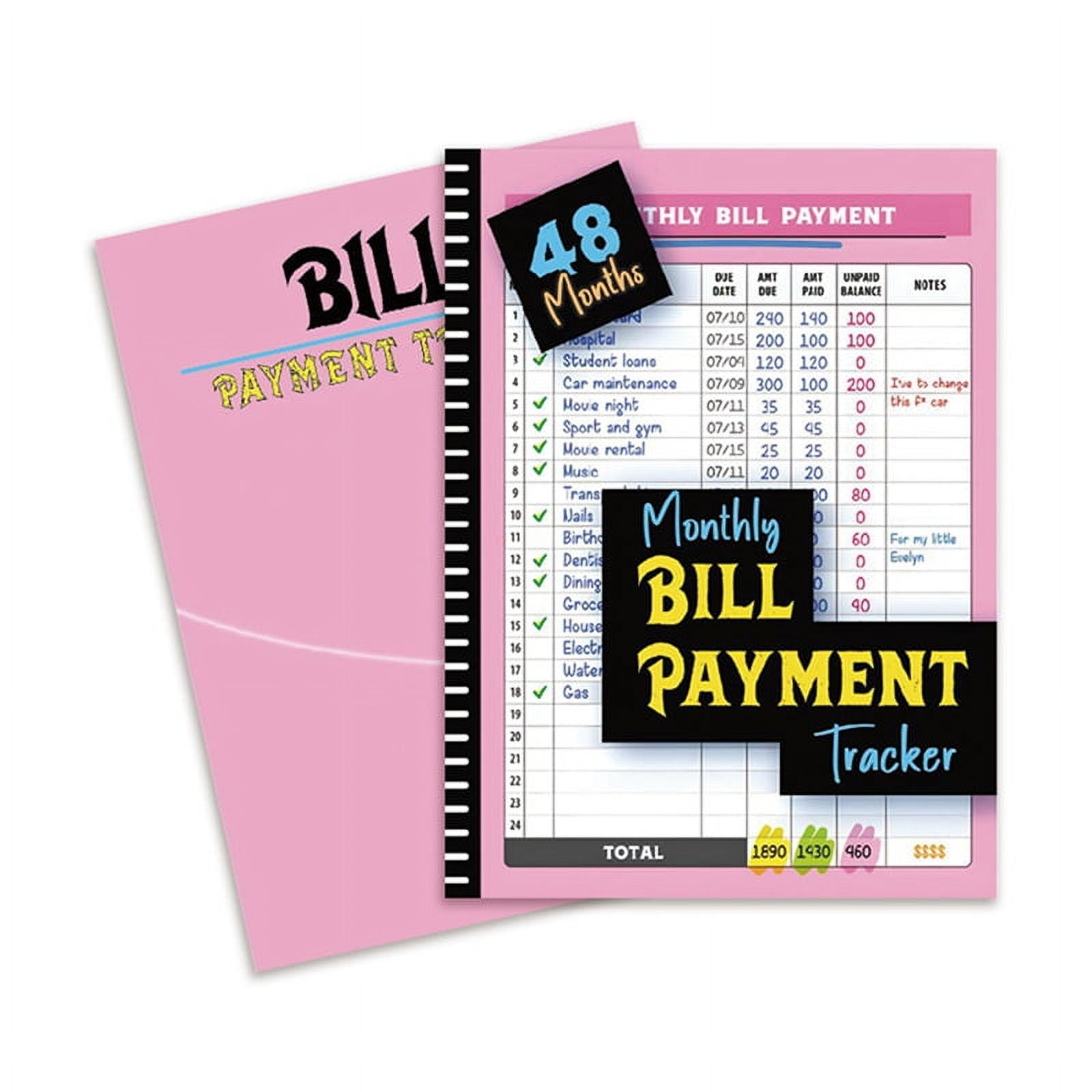 Generic Monthly Bill Payment Tracker (48 Months Expense and Debt Payoff Planner) l5h8x
