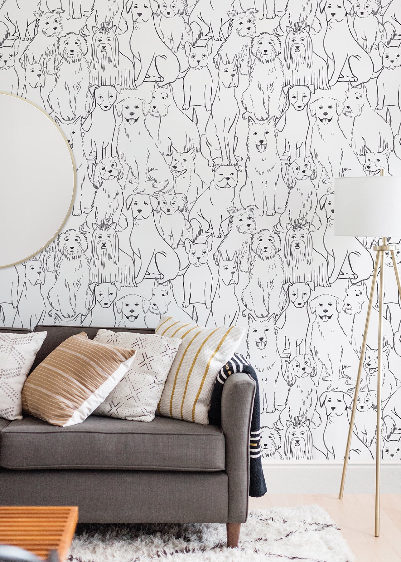 NuWallpaper Paws Peel and Stick Wallpaper, Removable Vinyl Wall Decor (Black and White, 20.5-in x 216-in) f2mhv