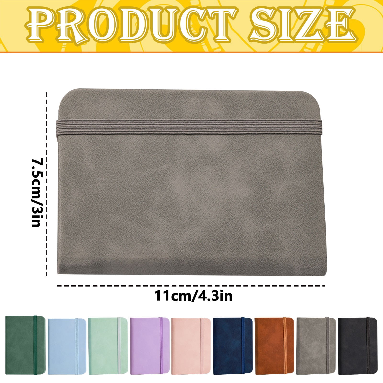 GZSZGIQ Pocket Notebook Journal with Leather Cover and Strap, Lined Mini Notepad for Daily Note Taking (Purple, 4.3x3 in) 8452z