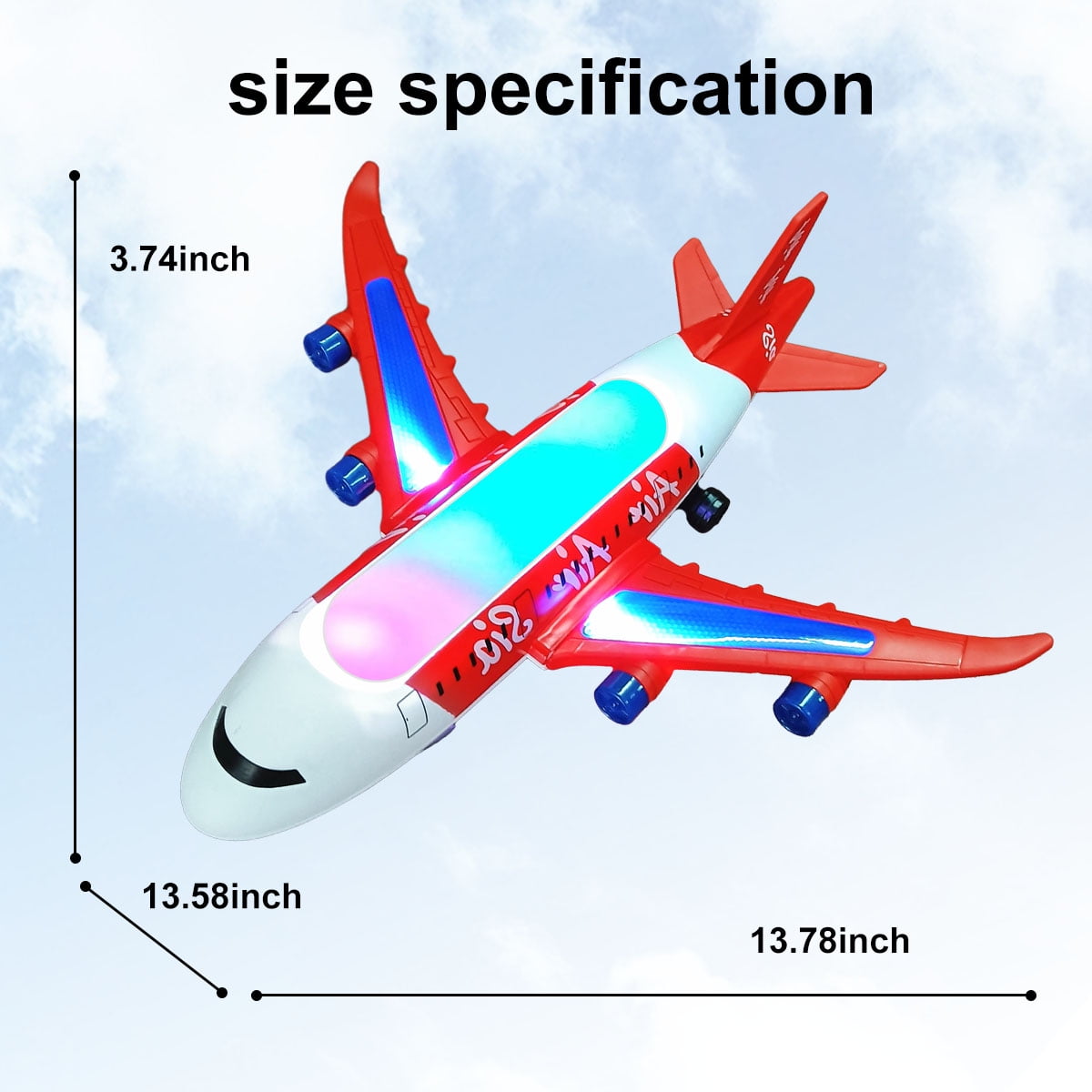 Somnr Airplane Educational Toy with LED Lights and Sound Effects (Red, 10 in) qaufh