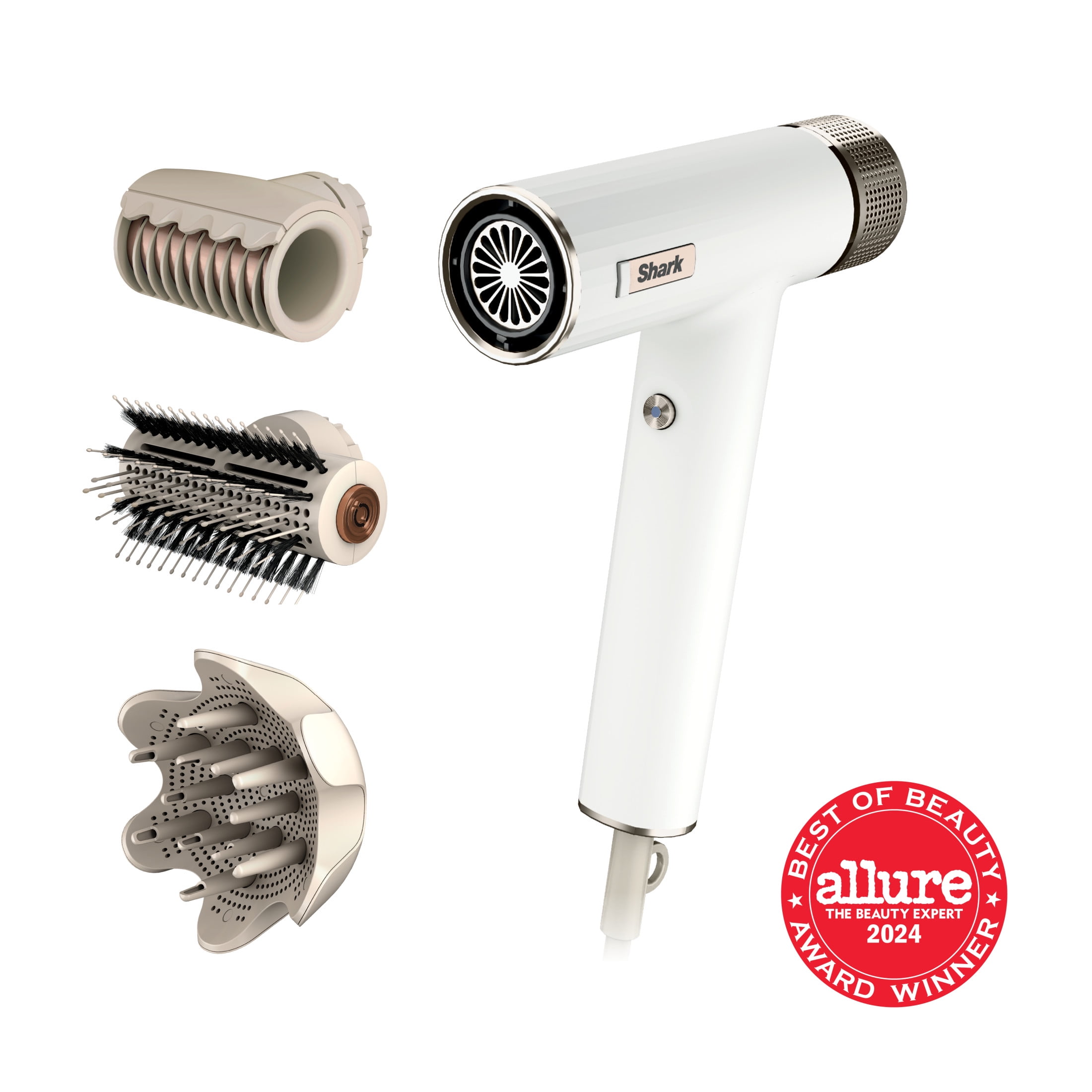 Shark SpeedStyle Hair Dryer & RapidGloss Finisher, Lightweight Ionic Styling Tool (White, 1.69 lb) 5s0ou