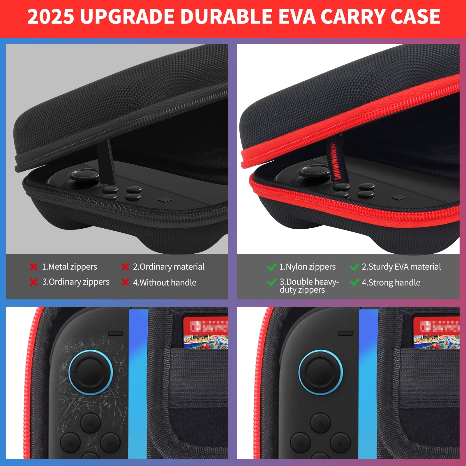 PHANCIR Carrying Case for Nintendo Switch 2 (2025) Protective Travel Bag with Screen Protector (Black, 11.81 in x 5.51 in x 2.56 in) se4aj