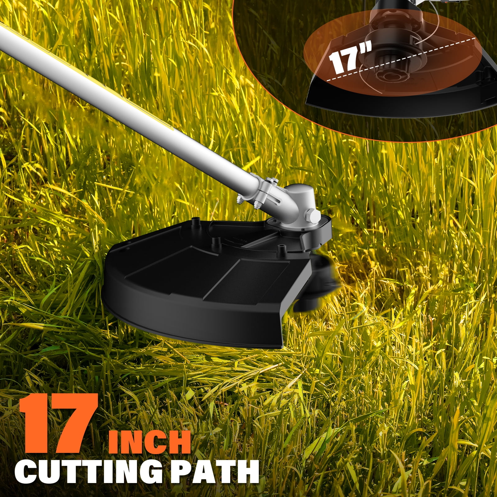 Maxlander 26cc Gas String Trimmer and Brush Cutter 2-in-1 Lawn Mower (Orange, 17-in) 3ojnl