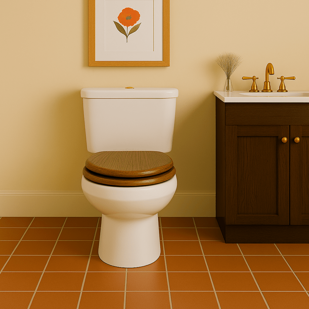 Design House Dalton Wooden Soft Close Toilet Seat (Java Brown, Round) yznqm