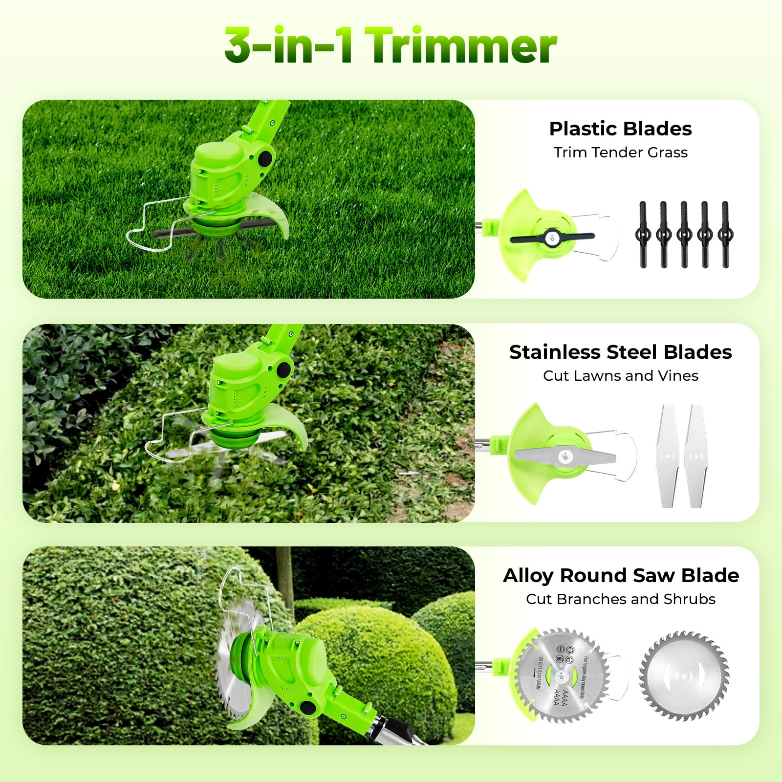 Generic Cordless Grass Trimmer Electric Lawn Mower with 650W Motor (Green, 1 Unit) 8s2my
