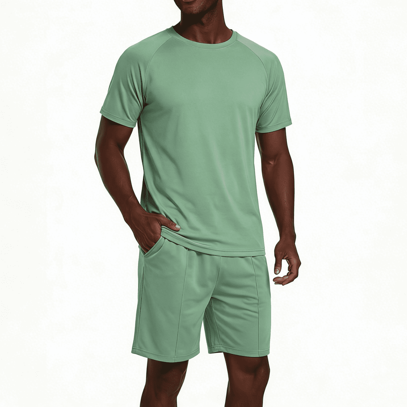 GINGTTO Men's 2 Piece Summer Athletic Workout Set (Green, XL) 6an8a