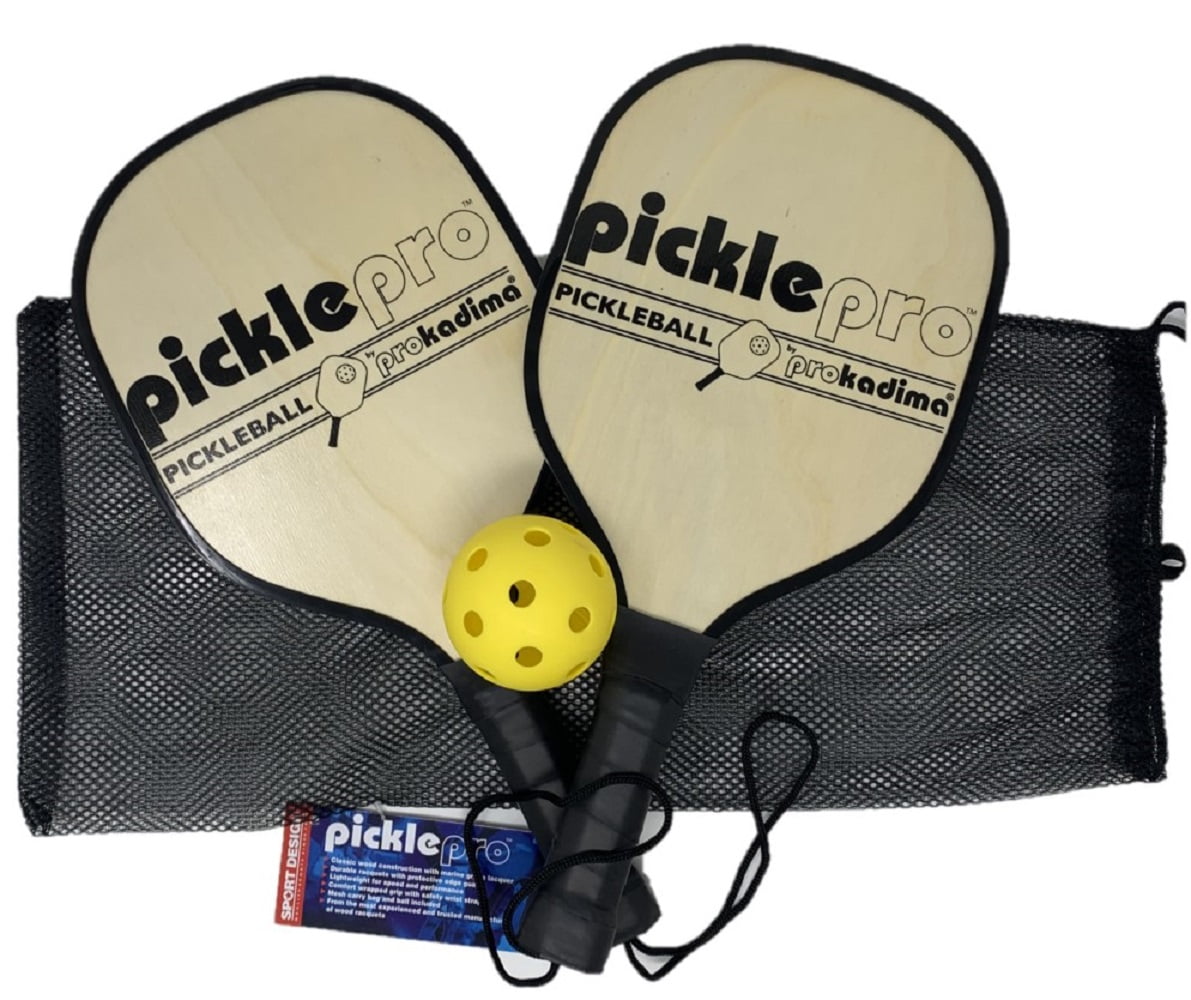 Pro Kadima Pickle Pro Set (2 Paddles, 1 Ball, Mesh Carry Bag) 21qul