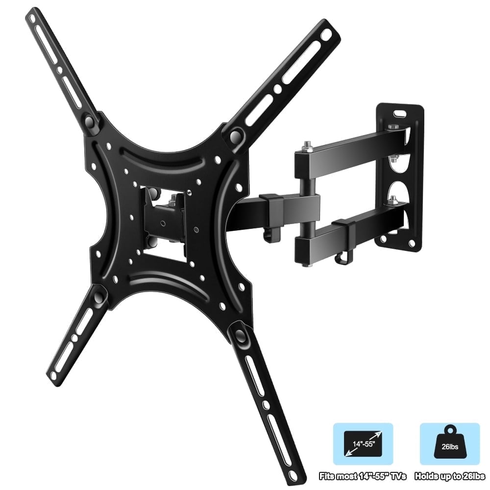 YUANYE Full Motion TV Wall Mount with Articulating Tilt Arm (Black, 14-55 in) ksxhn