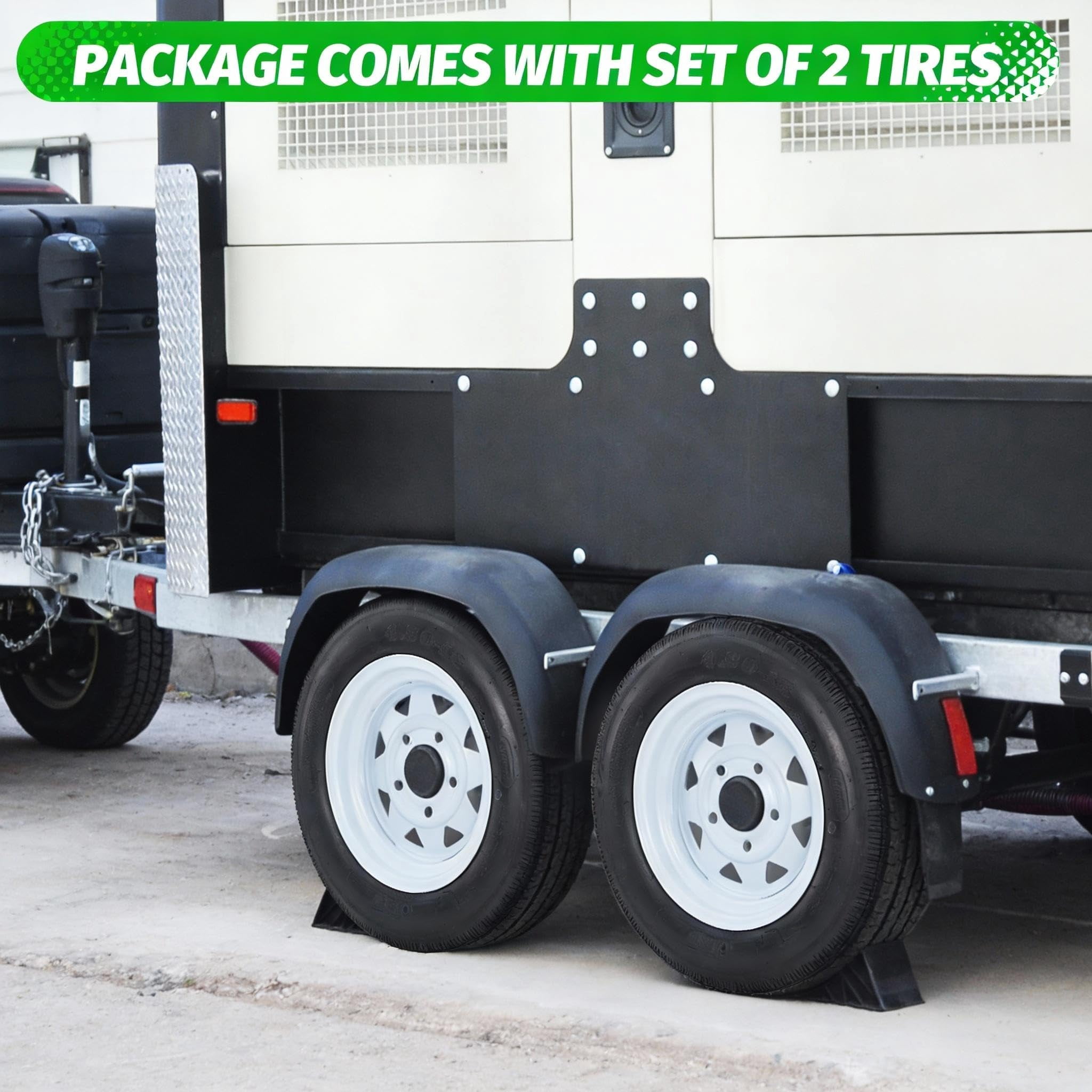 MERXENG ST175/80D13 Trailer Tires on Rim (White Spoke, 2-Pack, 13 in) 7vb4b