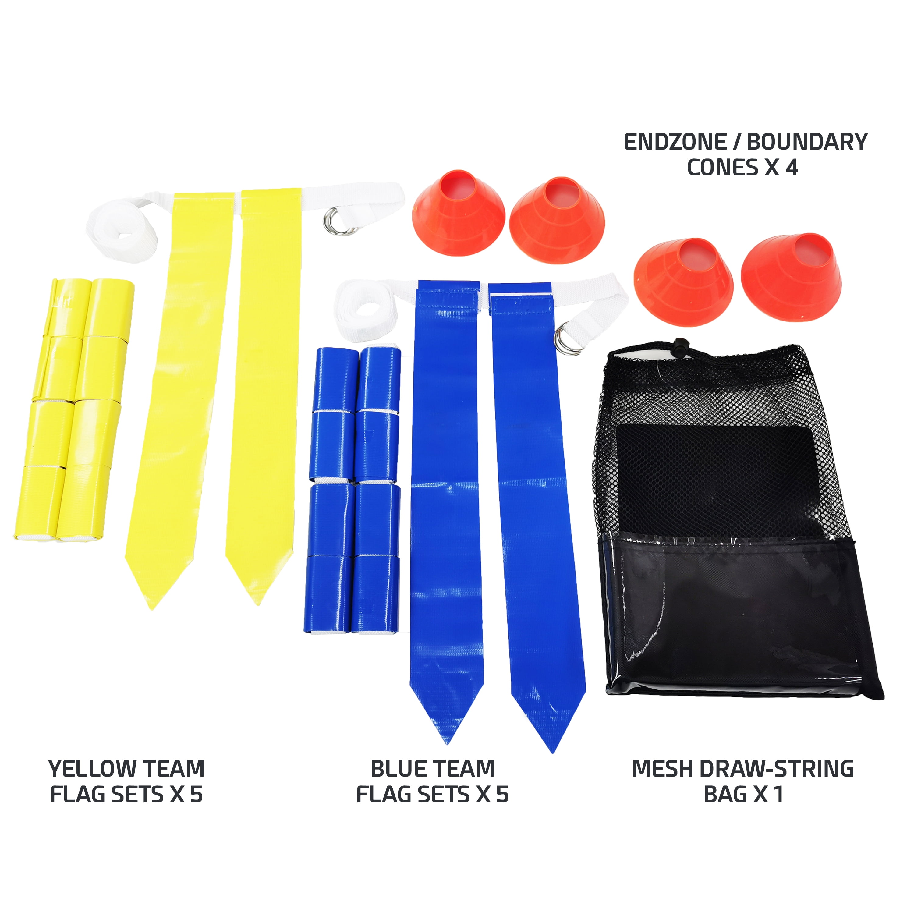 Athletic Works 10 Person Flag Football Set with Rip-Away Flags and Cones (Blue Yellow, 10 Player Pack) u3d00