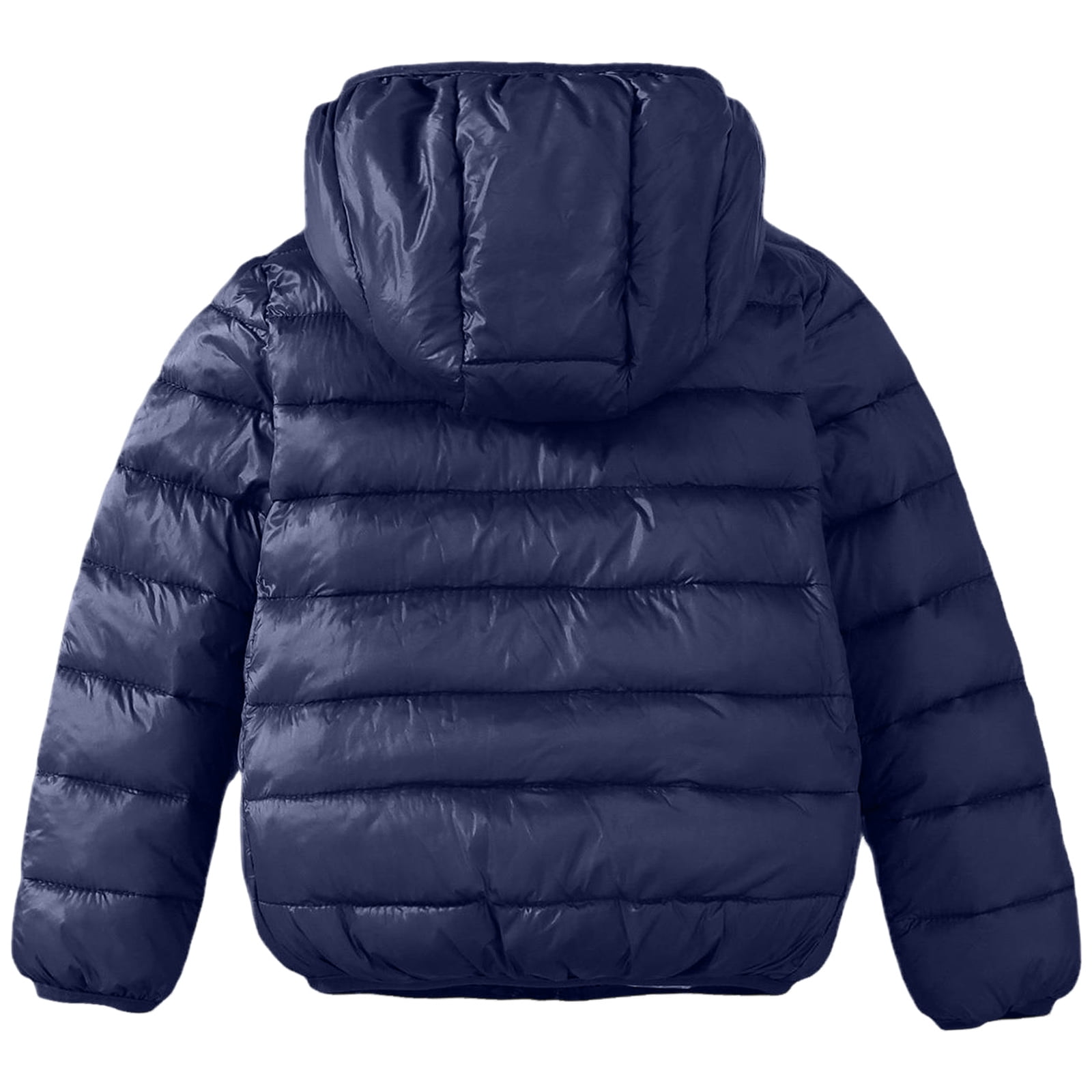 QQXHU Kids Hooded Puffer Jacket Winter Padded Outerwear (Navy, Size 10-12) v0s78