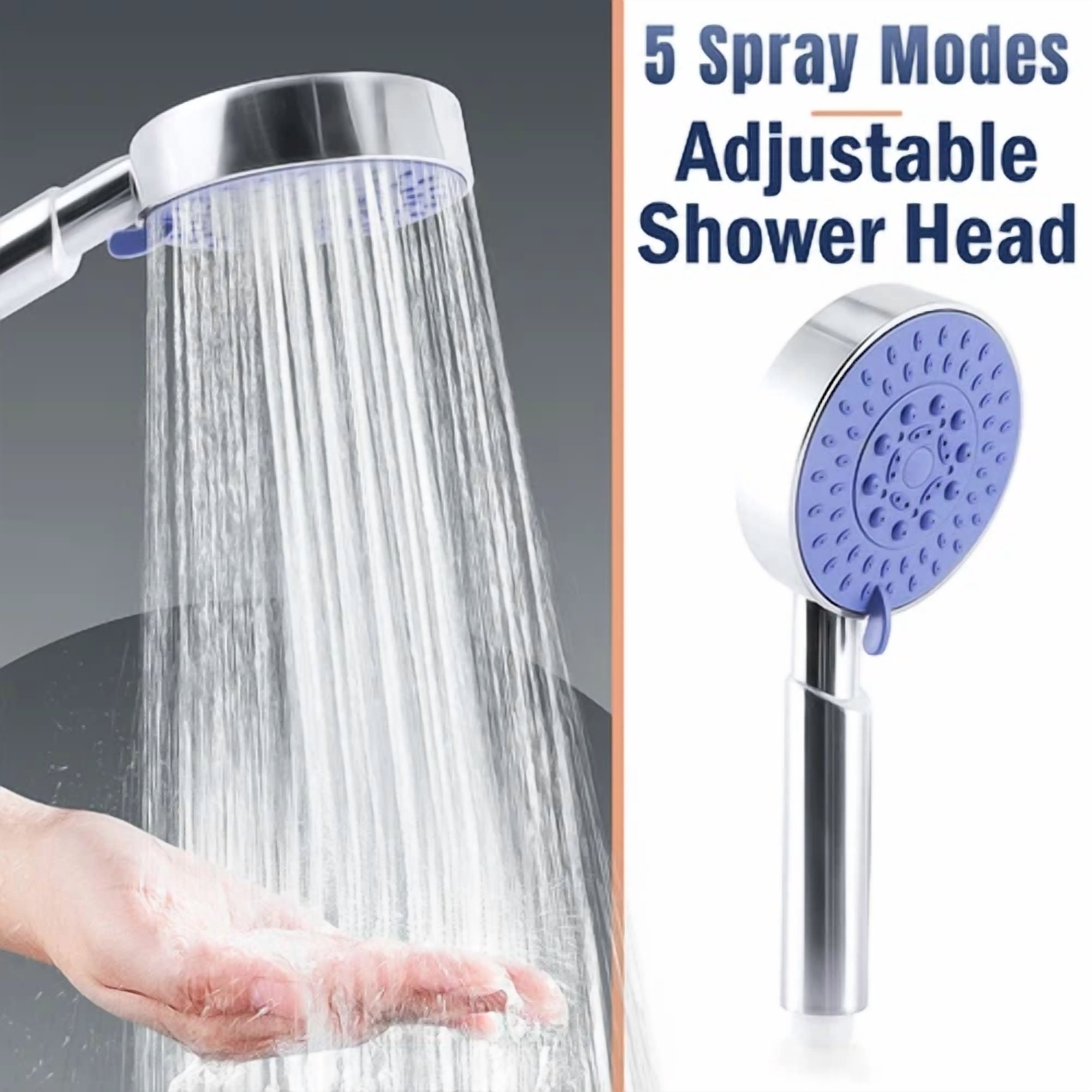 VAULT High Pressure Handheld Shower Head with 5 Adjustable Spray Settings (Chrome, 4 in) psn25