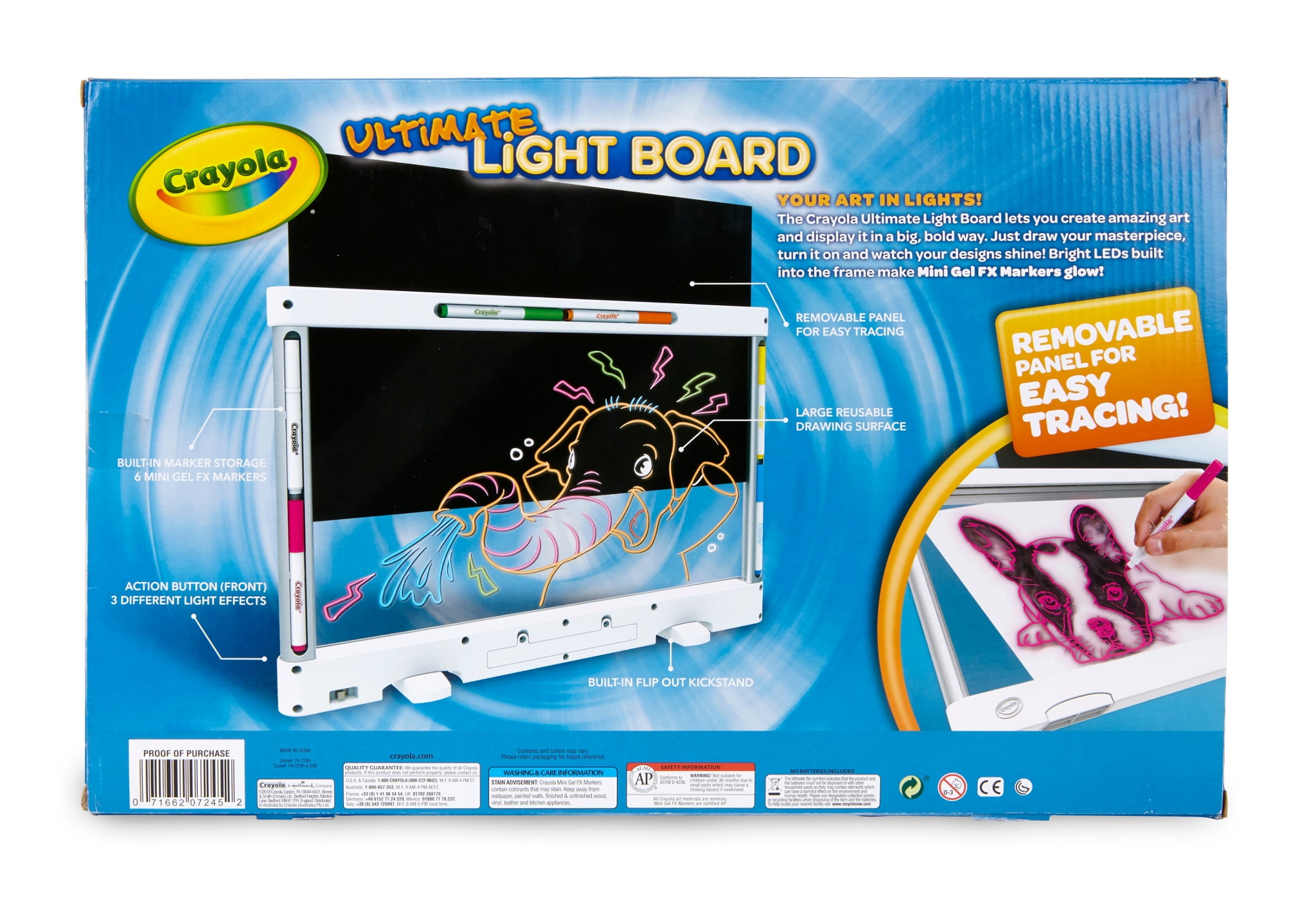 Crayola Ultimate Light Board LED Drawing Tablet with 6 Washable Gel Markers (White, 1 Pack) opap7