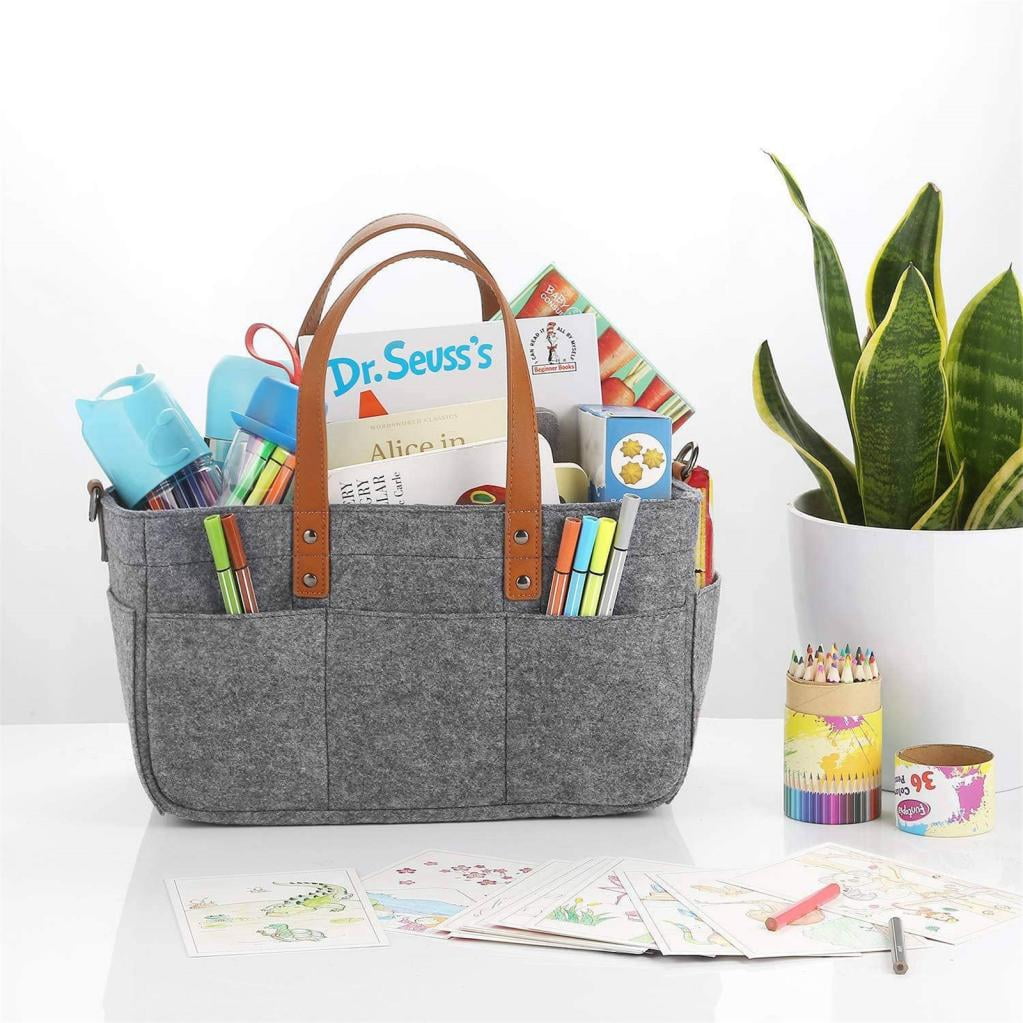 Aorijia Craft Organizer Tote Bag with Multiple Pockets and Removable Inserts (Gray, 13 in x 7 in x 6 in) g6iyu