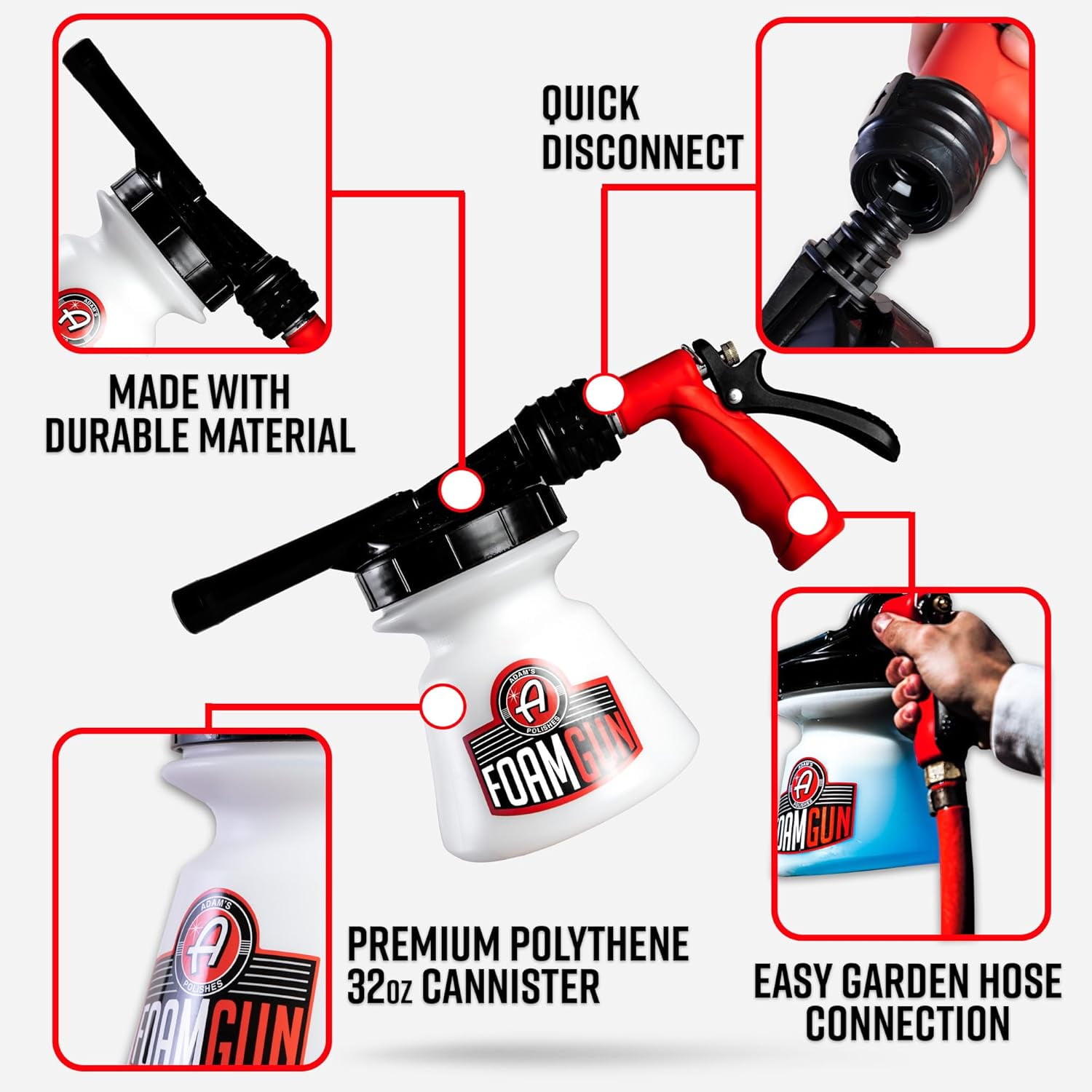 Adam's Polishes Standard Foam Gun Car Wash Sprayer (White, 32 oz) lrkkm