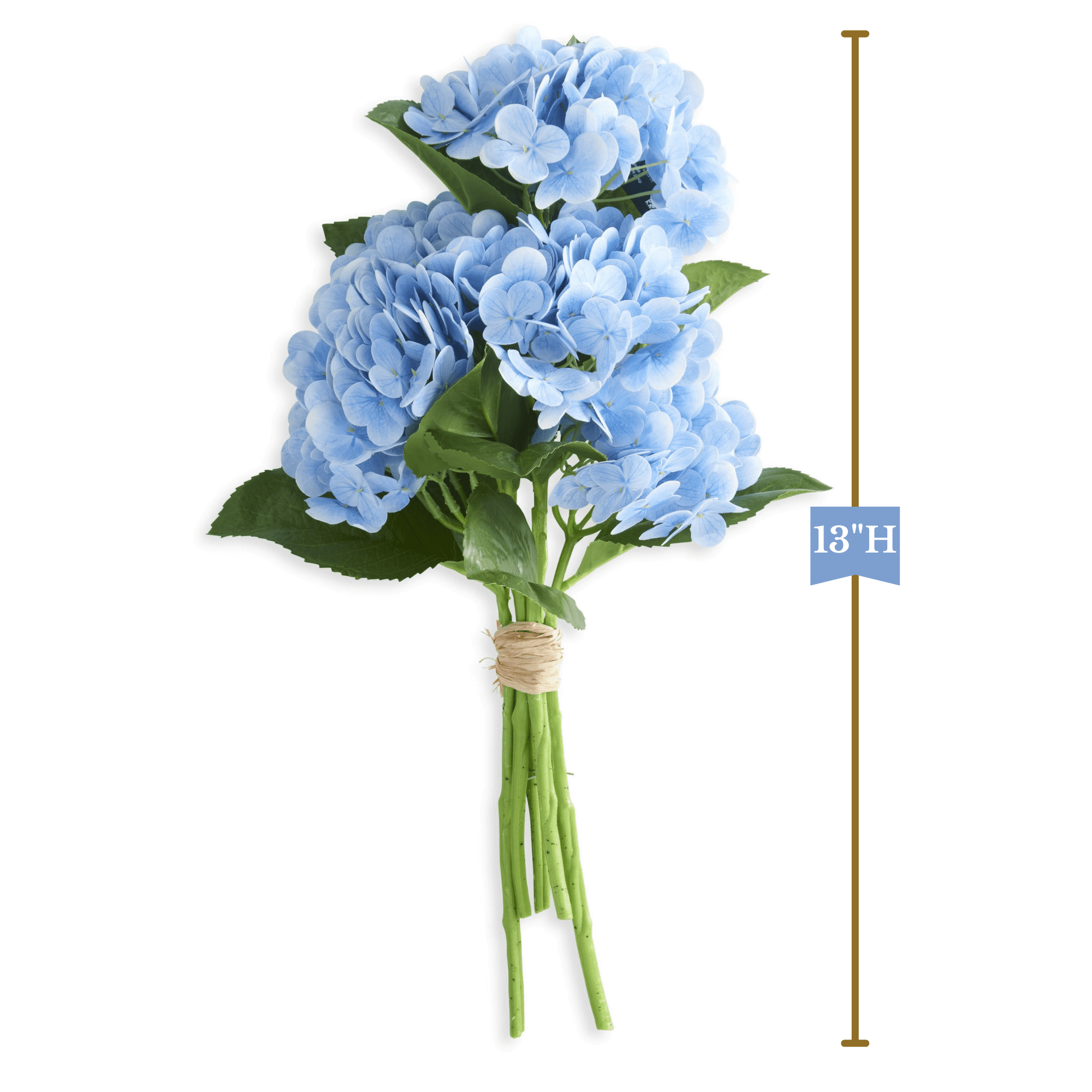 K&K Interiors Real Touch Hydrangea Artificial Flowers for Home Decor (Blue, 13 in, 6 Stem Bundle) njwd5