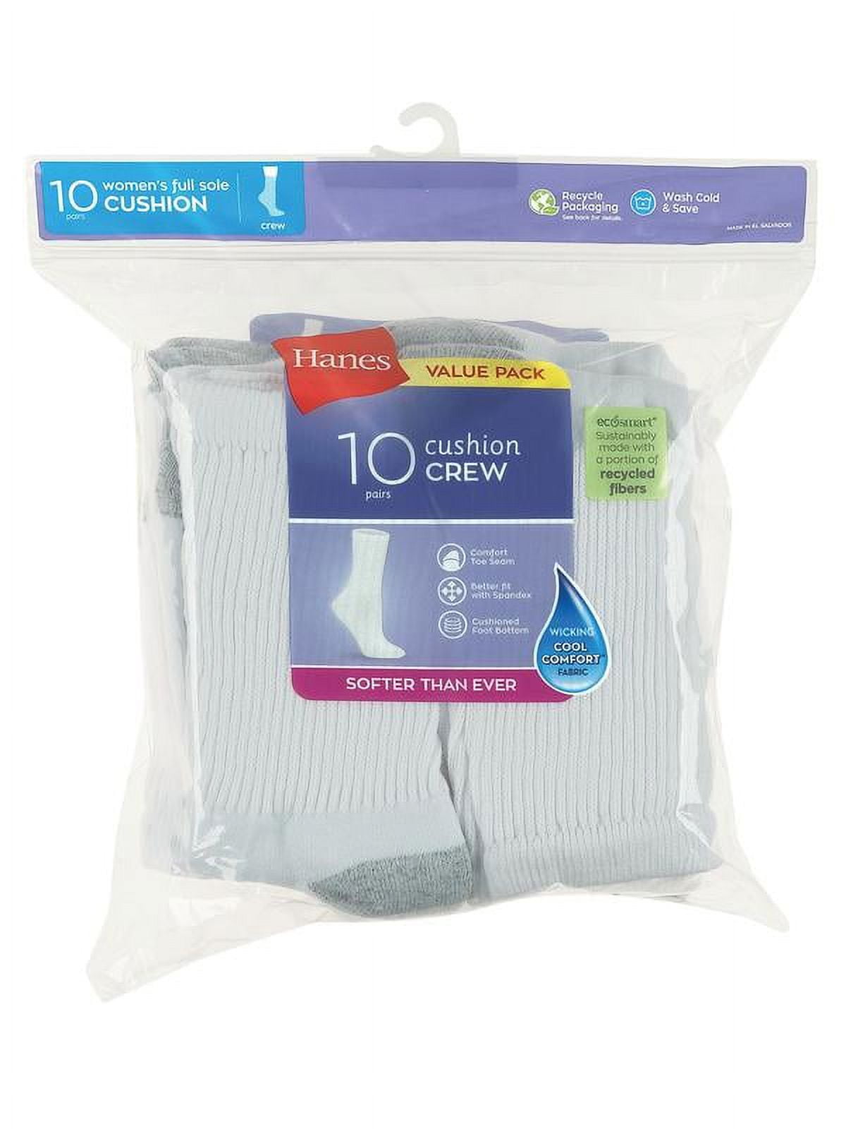 Hanes Women's Cushioned Athletic Crew Socks (White, 10-Pack, Size 5-9) j3bys