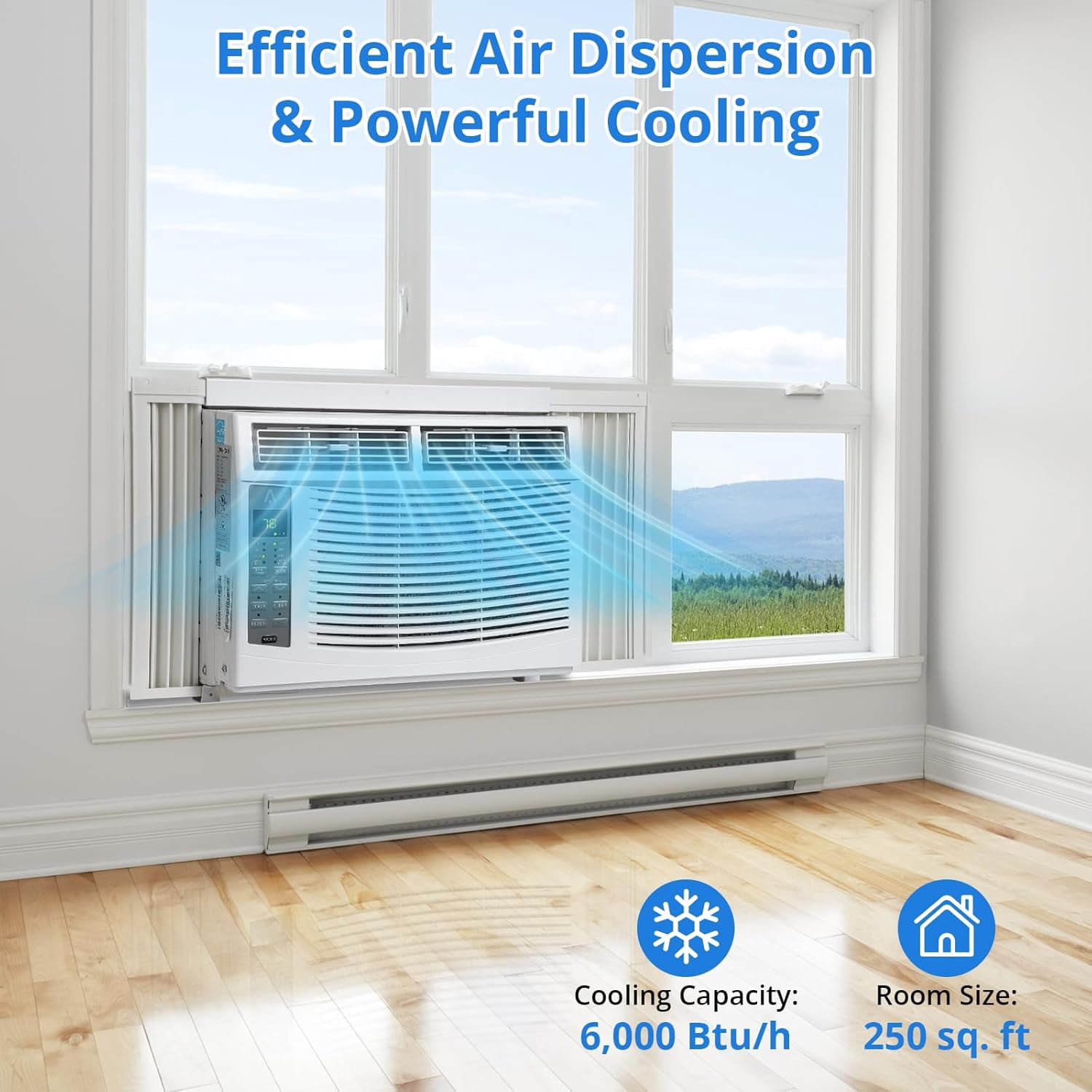 MemoryField 6,000 BTU Smart Window Air Conditioner (White, 350 sq. ft.) y4au1