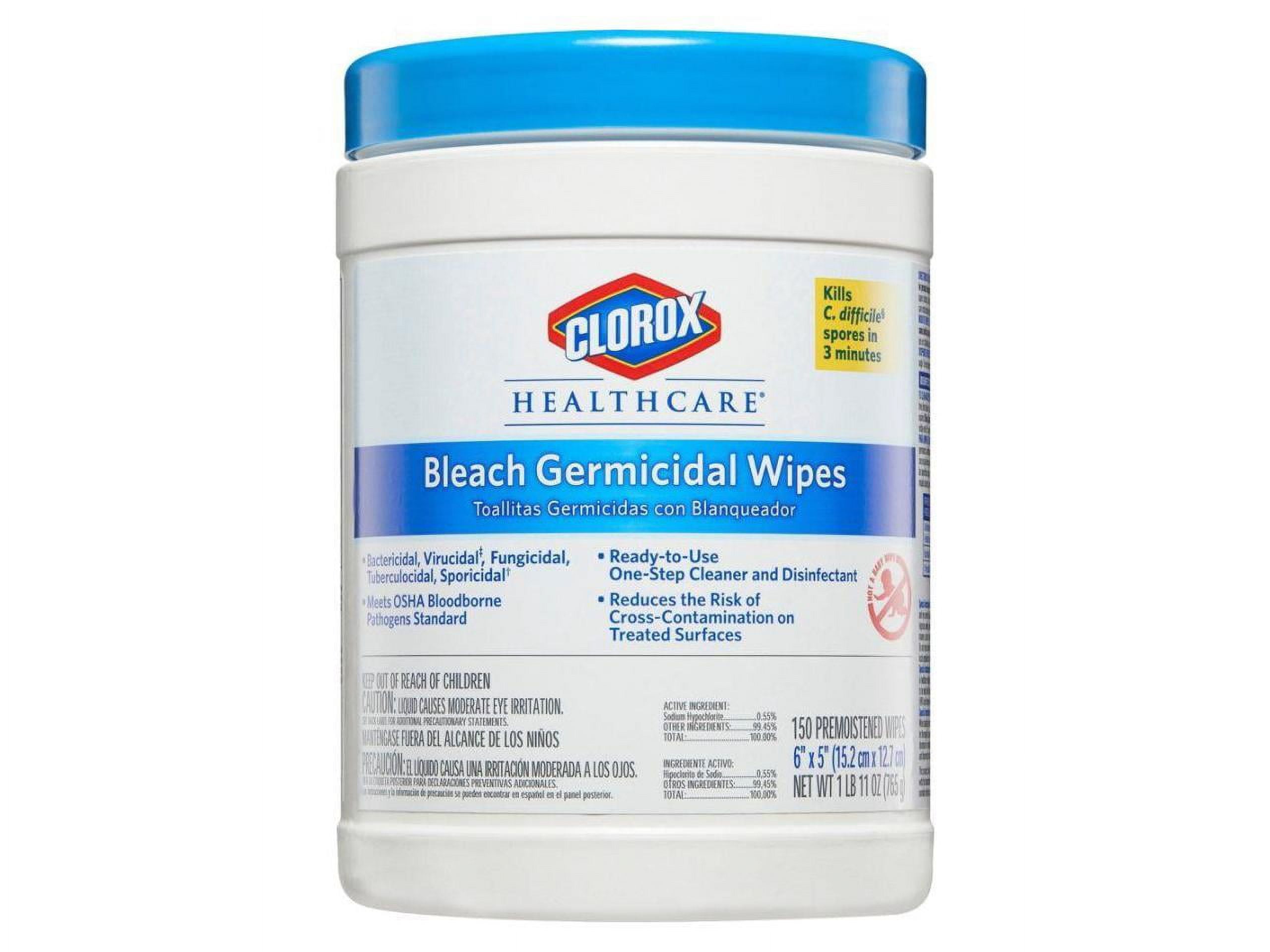 Clorox Healthcare Bleach Germicidal Wipes, EPA Registered Disinfectant (White, 150 Count) 8ri8l