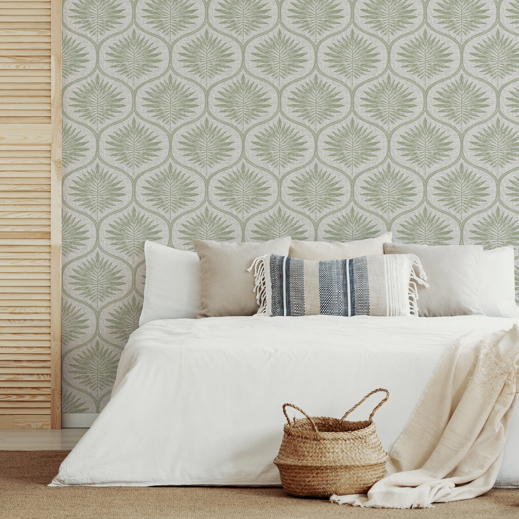 NuWallpaper Primitive Leaves Peel and Stick Wallpaper (Green, 30.75 sq. ft.) ny4h3