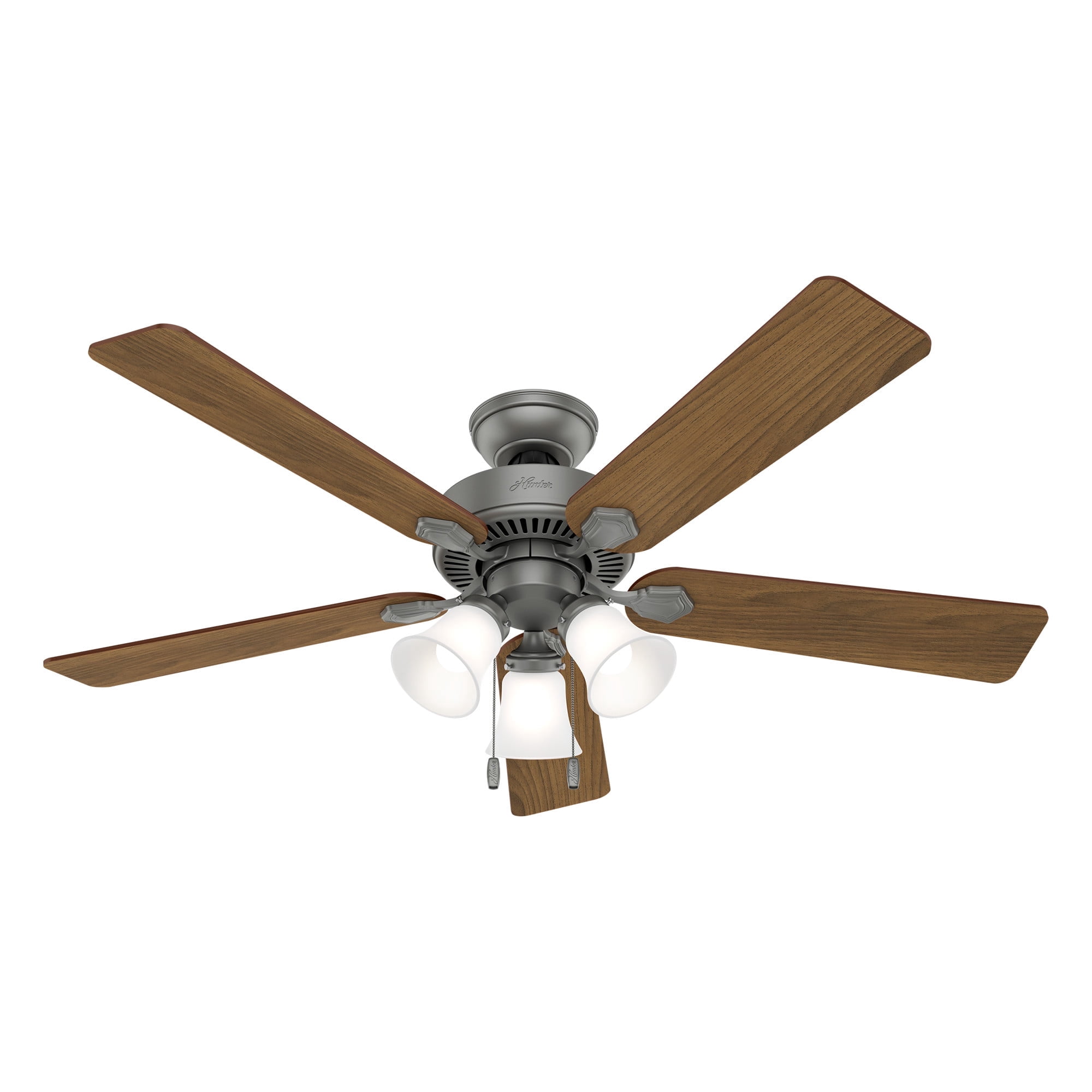 Hunter Swanson 52 in Indoor Ceiling Fan with LED Lights (Matte Silver, 52 in) t92b8