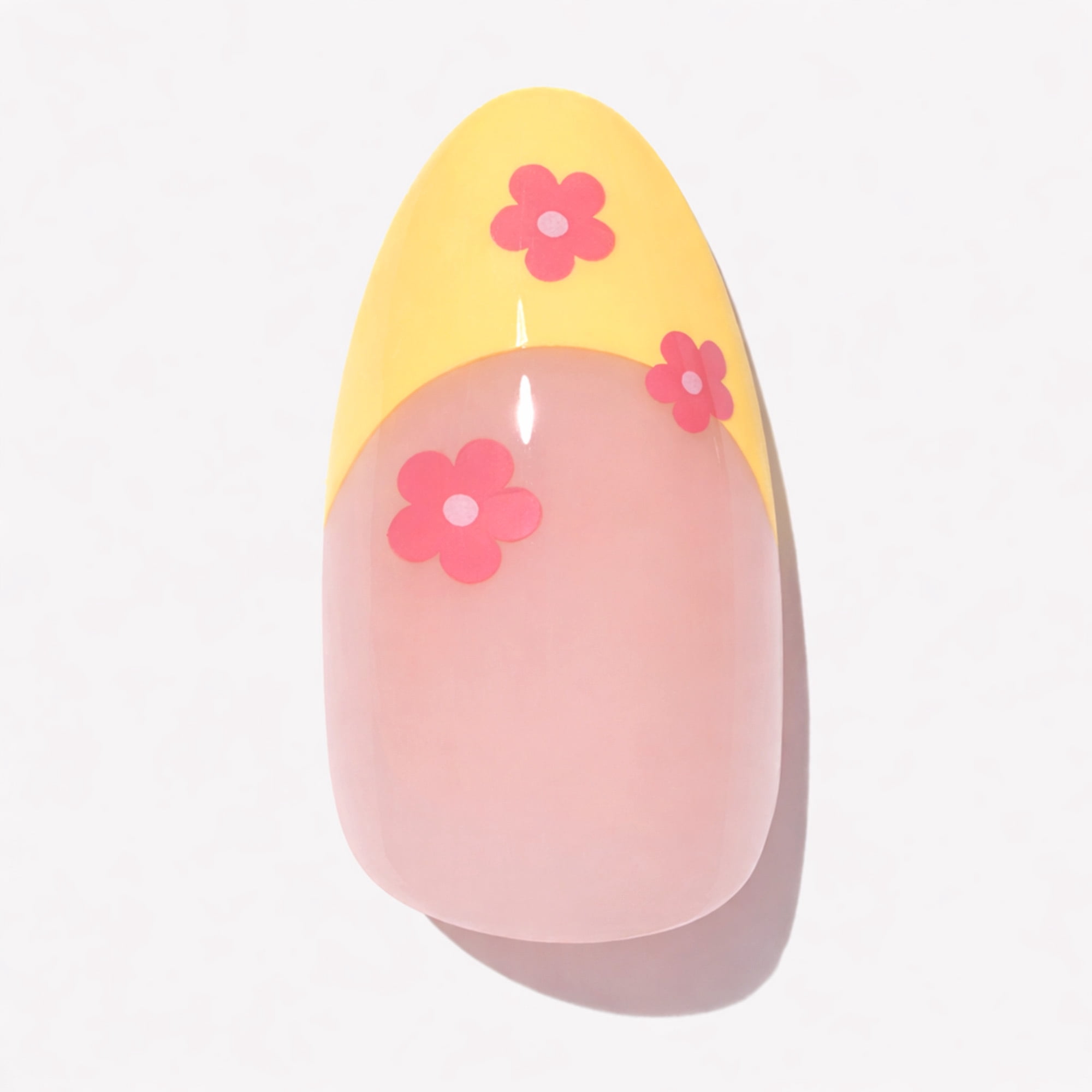 DIGI by Glamnetic Short Almond Press-on Nails, Sunny Tips Yellow French Floral (24 Pieces) nrisp