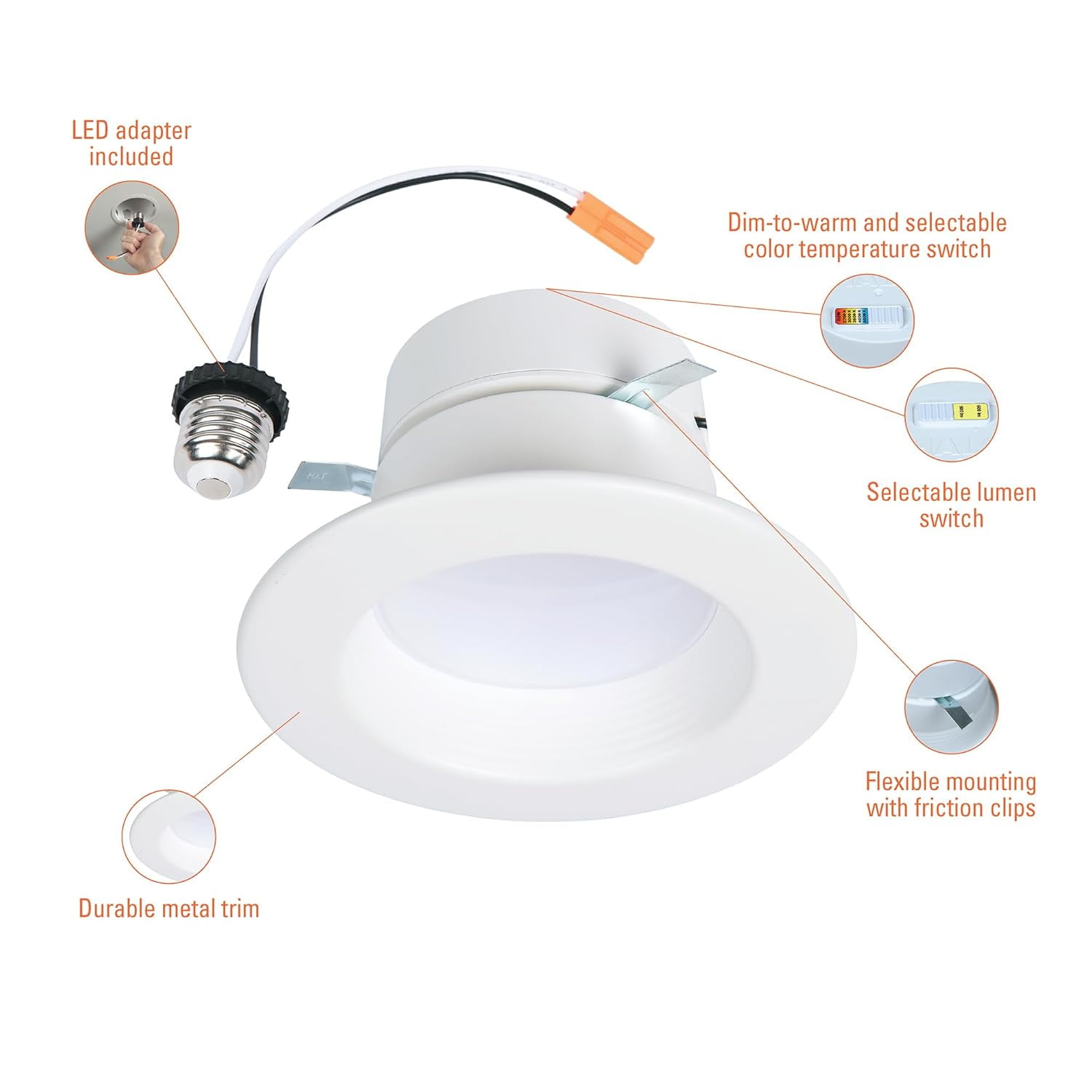 HALO RL4 Series LED Retrofit Recessed Downlight (Matte White, 4 in.) pczyr