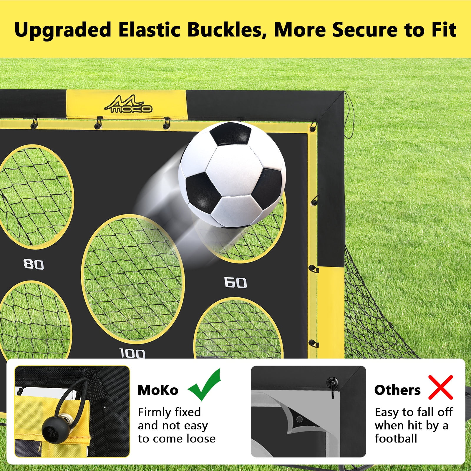 MoKo Portable Soccer Goal for Kids, 2-in-1 Pop Up Training Net with Target Practice (Yellow, 4 ft x 3 ft) vmzvd