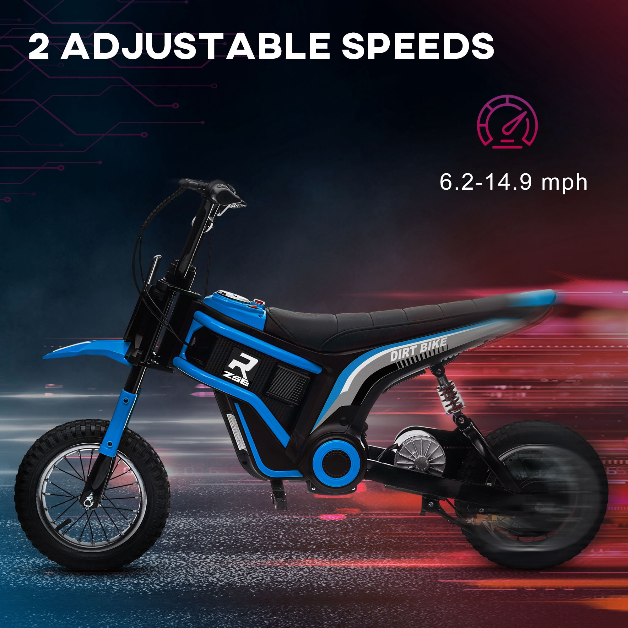 Aosom RZ56 350W Electric Powered Mini Bike, Variable Speed Motorized Dirt Bike for Teens (Blue, 12 in Wheels) xnpha