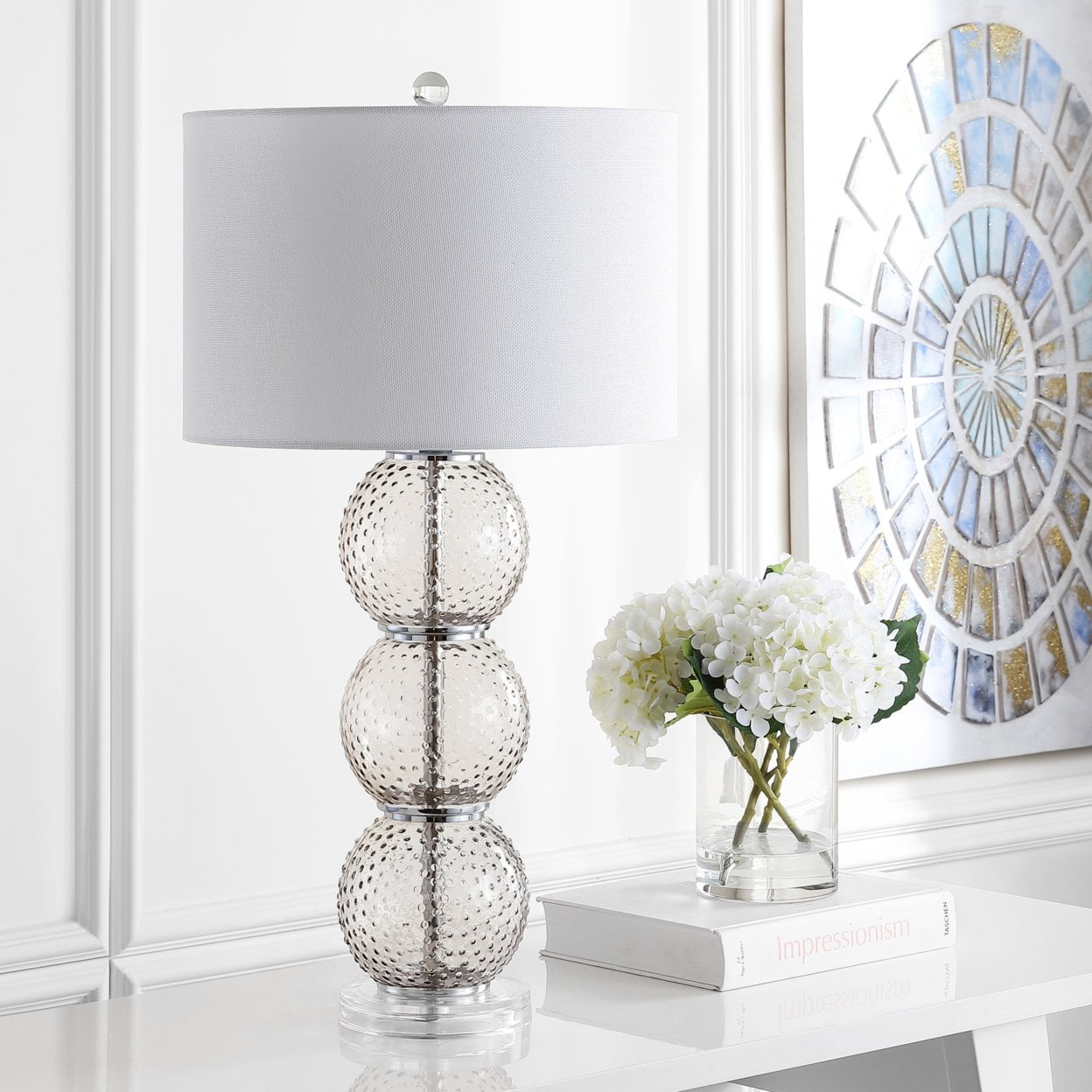 Safavieh Port Robert Glass Table Lamp Set (Smoke, 28.5 in. H, Set of 2) 5s3hy