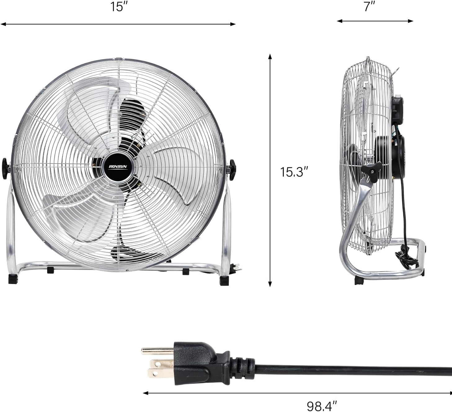 VINGLI High Velocity Floor Fan, Heavy Duty Industrial Metal Box Fan with Adjustable Tilt (Black, 12 in) 4j2xq