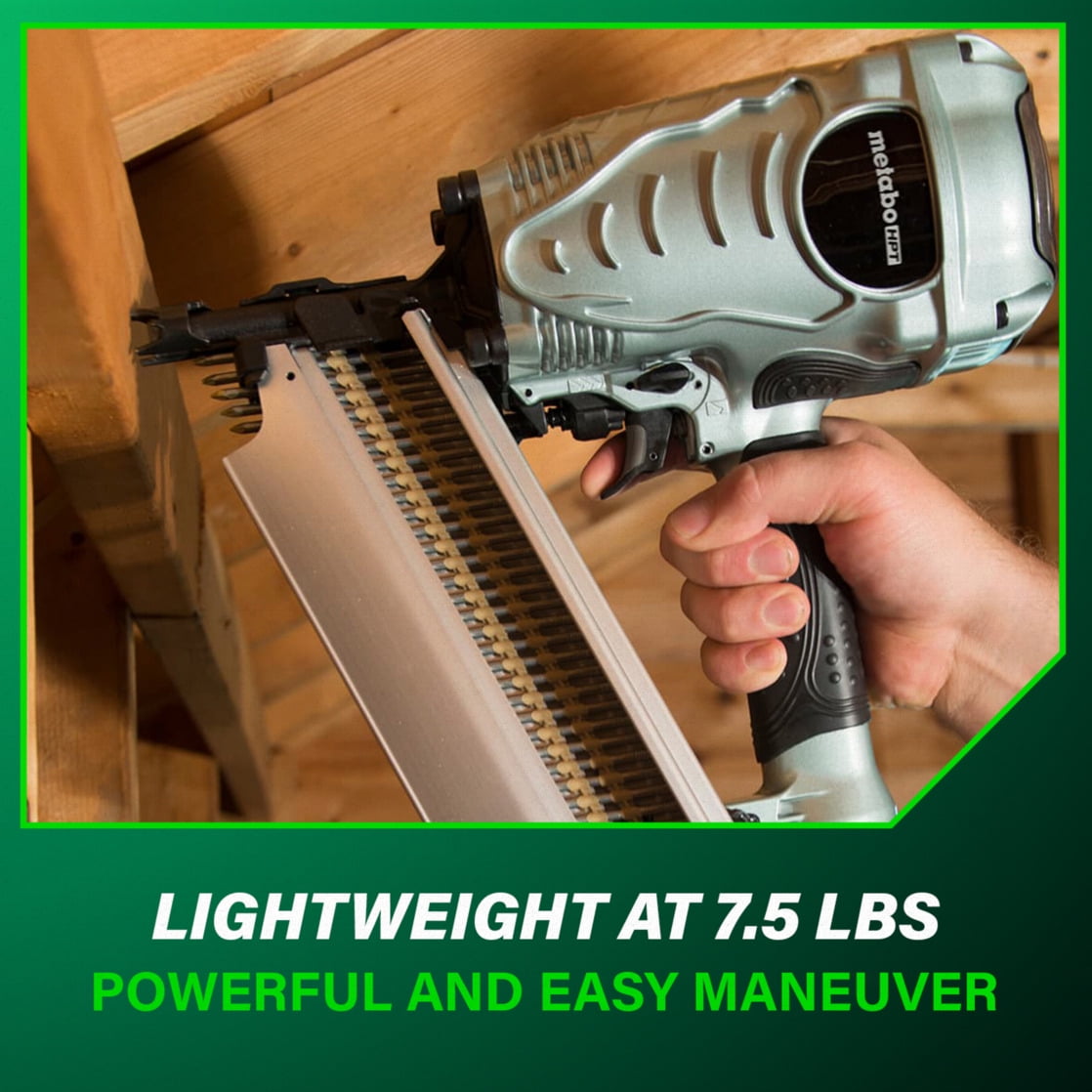 Metabo HPT Pneumatic Framing Nailer (21-Degree, 7.5 lb, 2 in to 3.5 in Fastener Capacity) 3e7mv