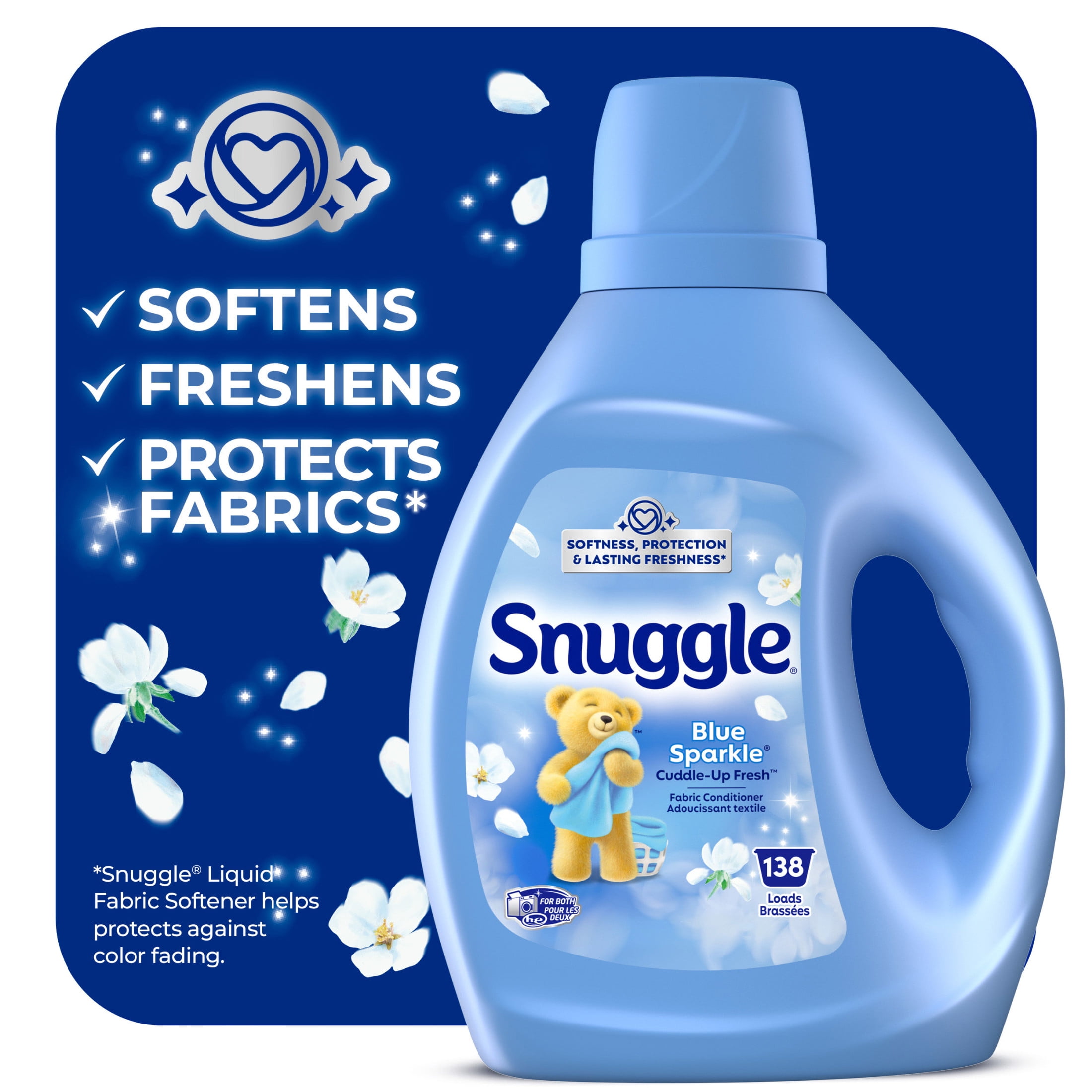 Snuggle Liquid Fabric Softener, Cuddle-Up Fresh Blue Sparkle, Long-Lasting Freshness (Blue, 93.8 oz) jx28e