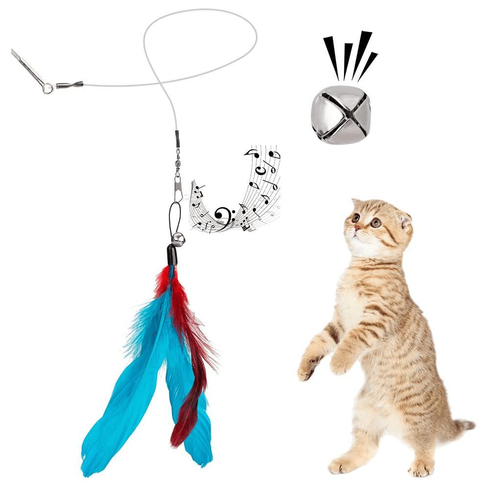 GYDEK Interactive Cat Wand Toy Set, Retractable Fishing Pole with 12 Feather and Worm Refills (13.4 in to 39.4 in) k2pj4