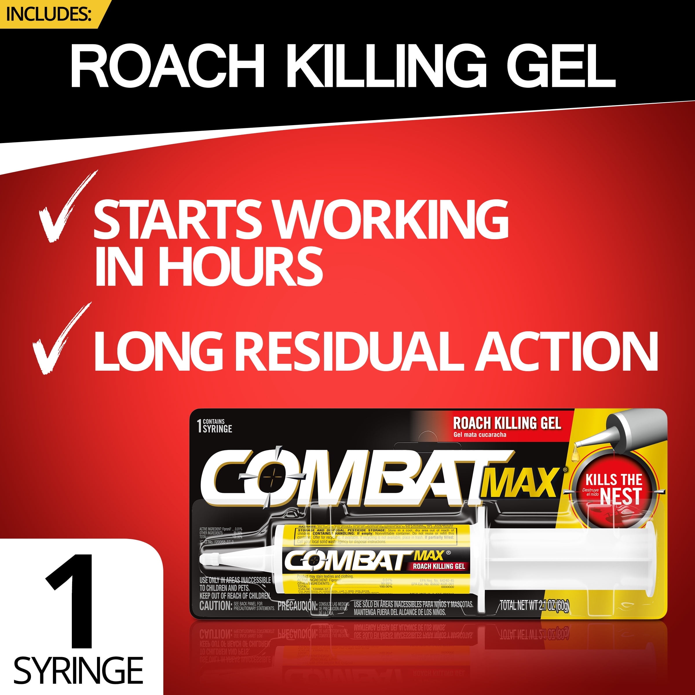 Combat Max Roach Killing Gel Indoor and Outdoor Pest Control (12 Pack, 2.1 oz) fl1go