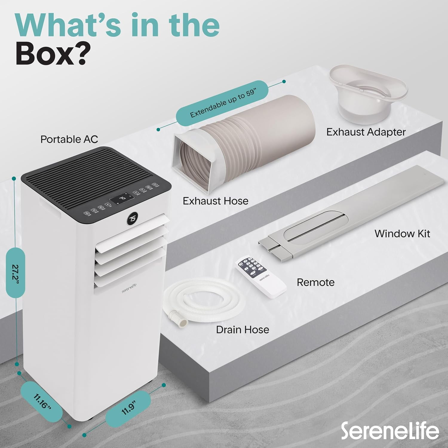 SereneLife Portable Air Conditioner and Heater (8000 BTU, White) 865bk