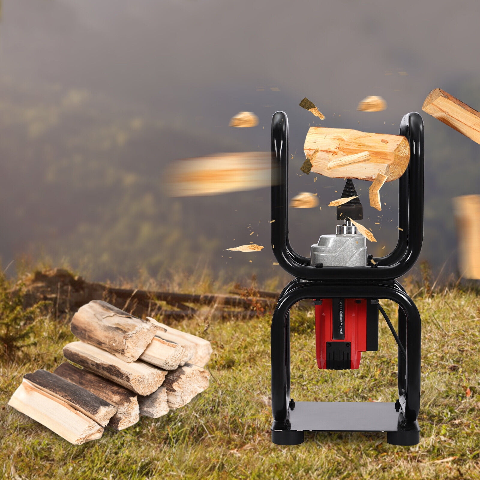 TFCFL Electric Log Splitter, 3.3KW Heavy-Duty Firewood Splitting Machine (Black, 450 RPM) wu2b3