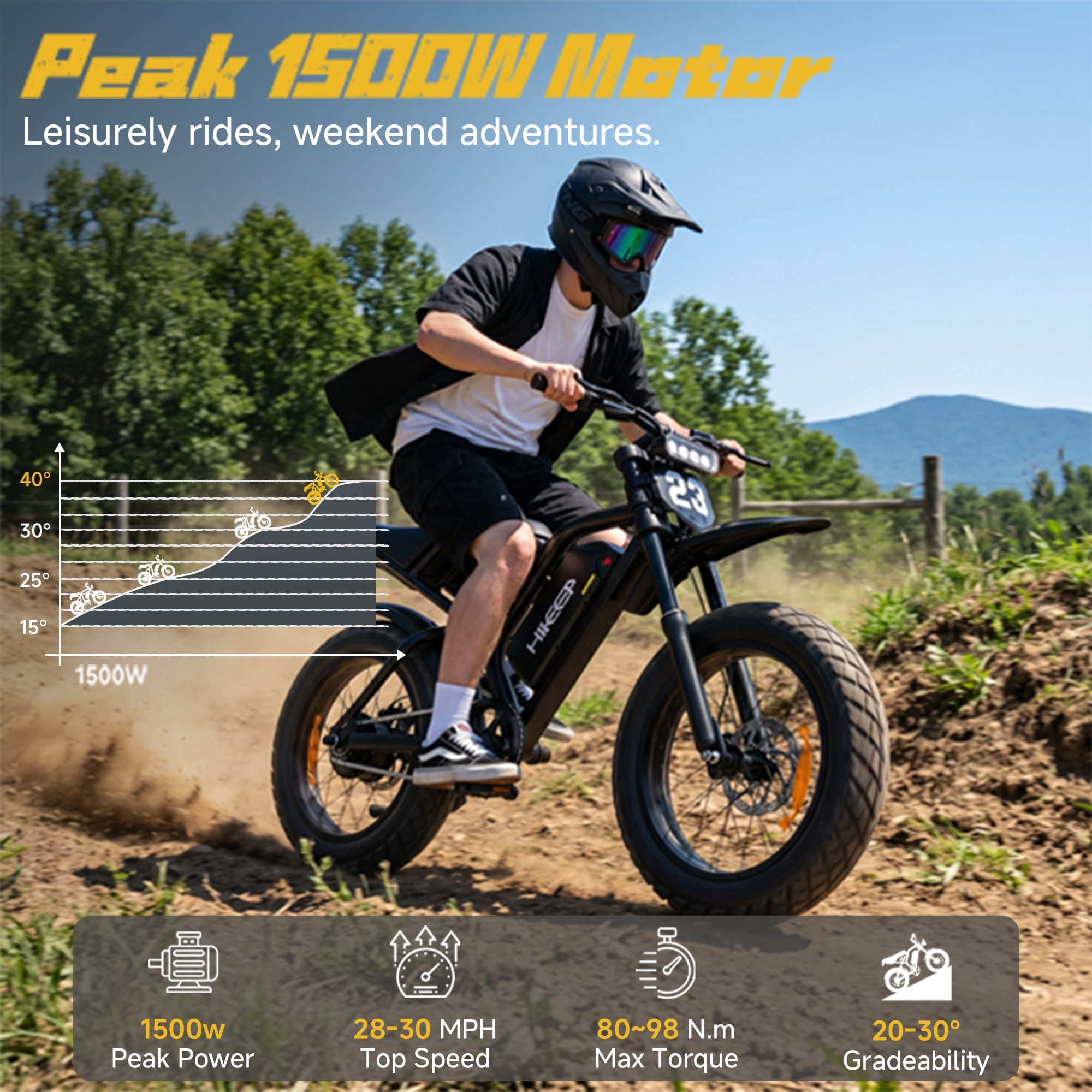HiKeep 20 in Fat Tire Electric Bike, 750W Motor Full Suspension E-Bike for Adults (Black, 20 in) d0q5p