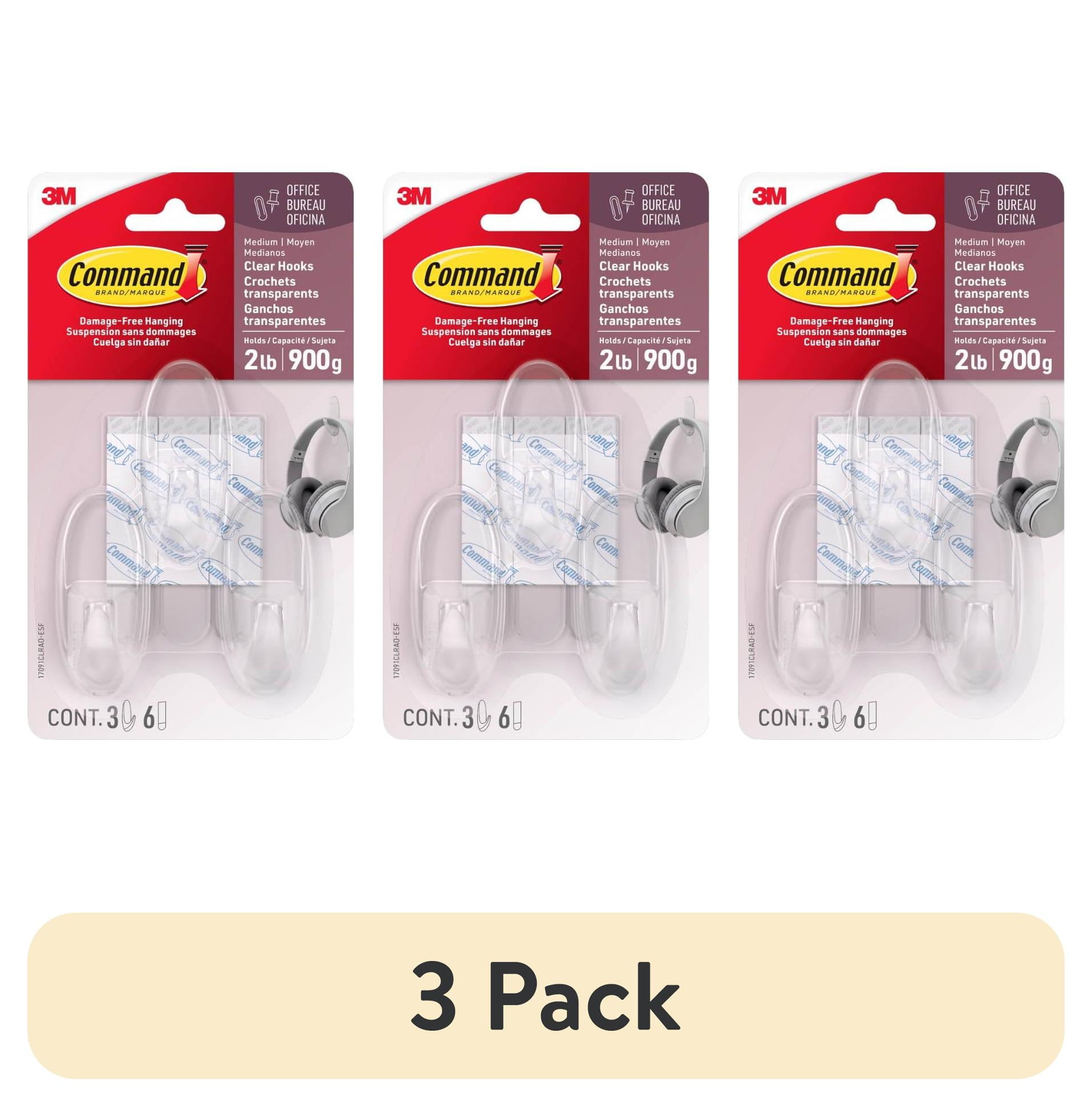 Command Medium Wall Hooks, Damage-Free Adhesive Hanging Solution for Home and Office (Clear, 3 Pack) aq8e7