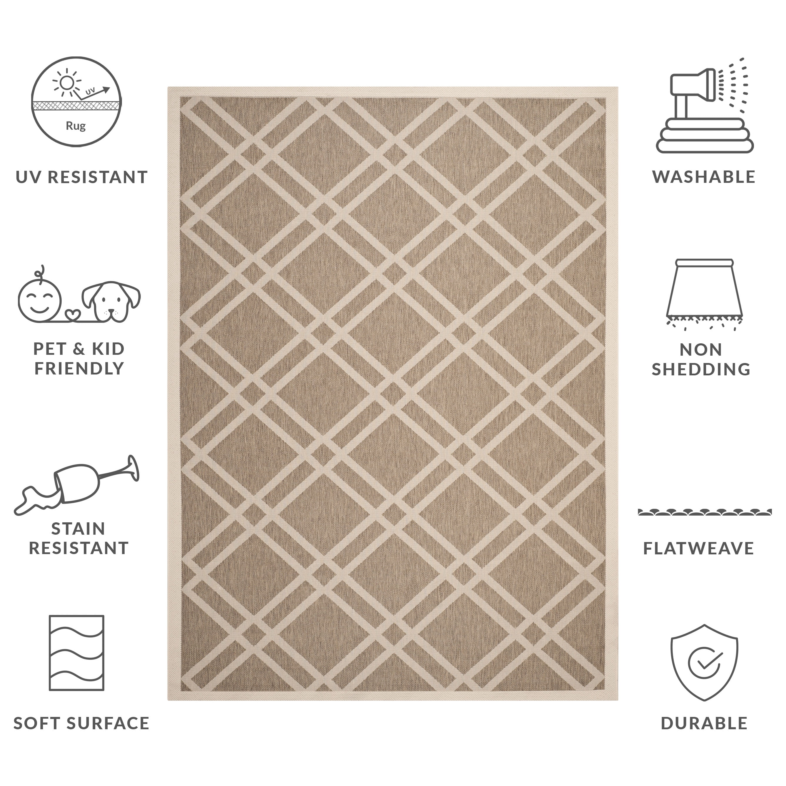 Safavieh Courtyard Jasper Geometric Indoor/Outdoor Area Rug (Brown/Bone, 5 ft 3 in x 7 ft 7 in) srv4q