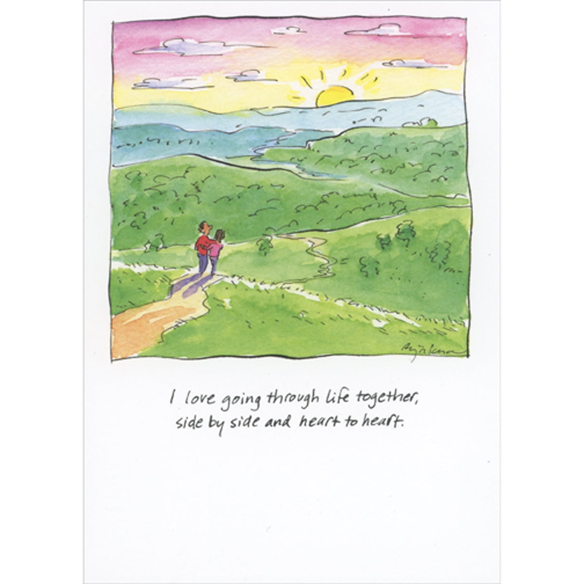 Sellers Publishing Father's Day Card for Husband, Couple on Hillside Sunrise Design (5 in x 7 in) 63tjk