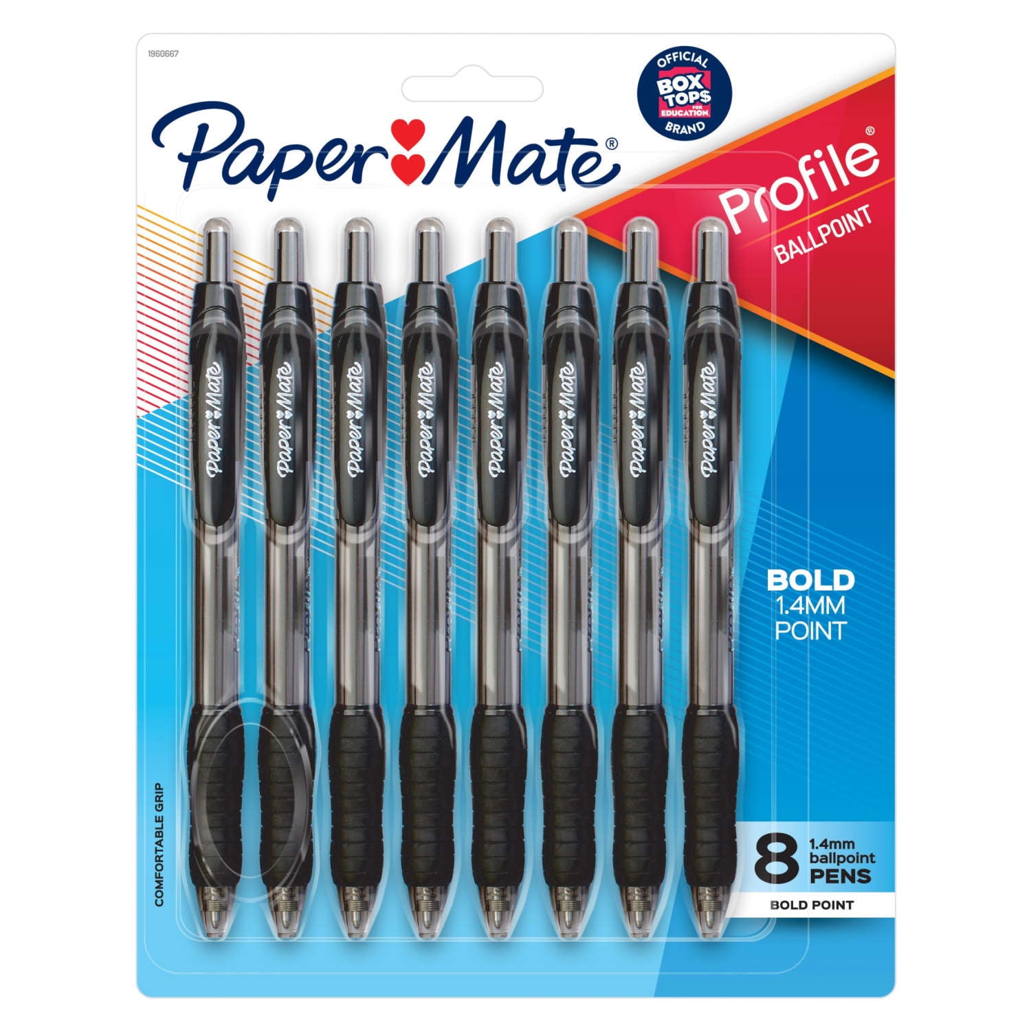 Paper Mate Profile Retractable Ballpoint Pens, Bold Point, Quick-Drying Ink (Black, 8 Count) f7h7a