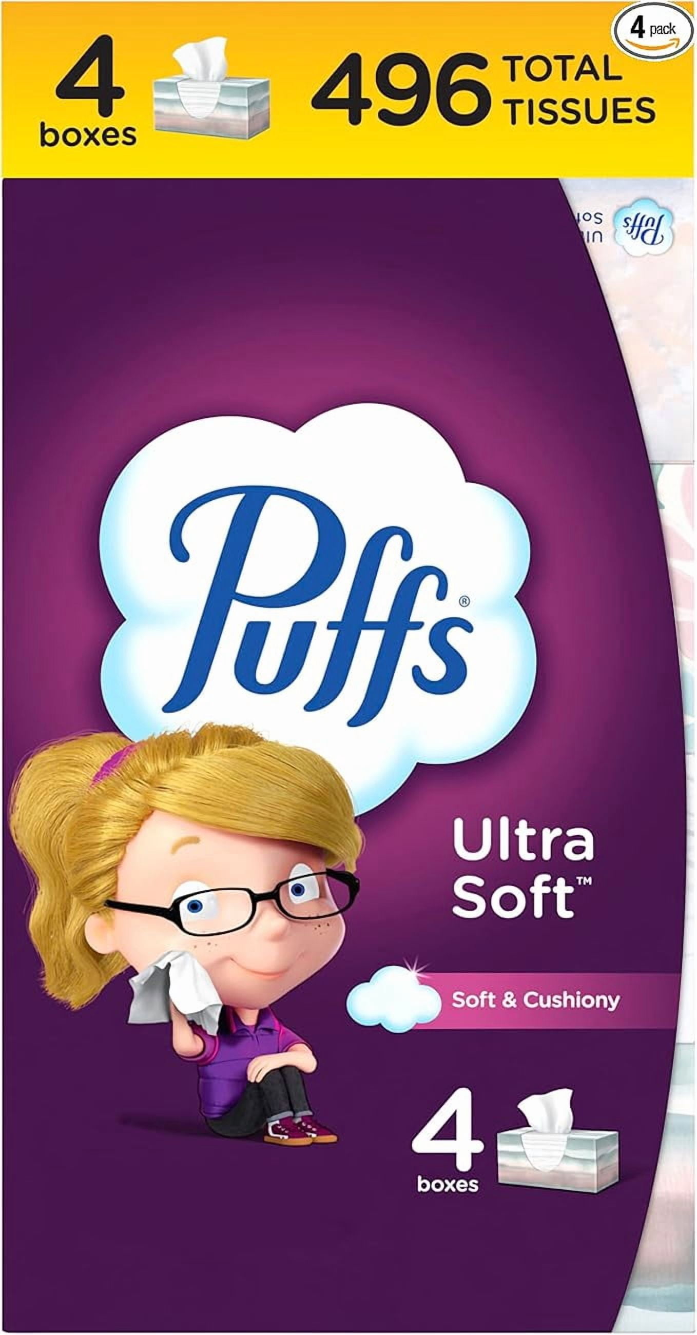 Puffs Ultra Soft Facial Tissues (4 Family Size Boxes, 496 Total Tissues) d7xsf